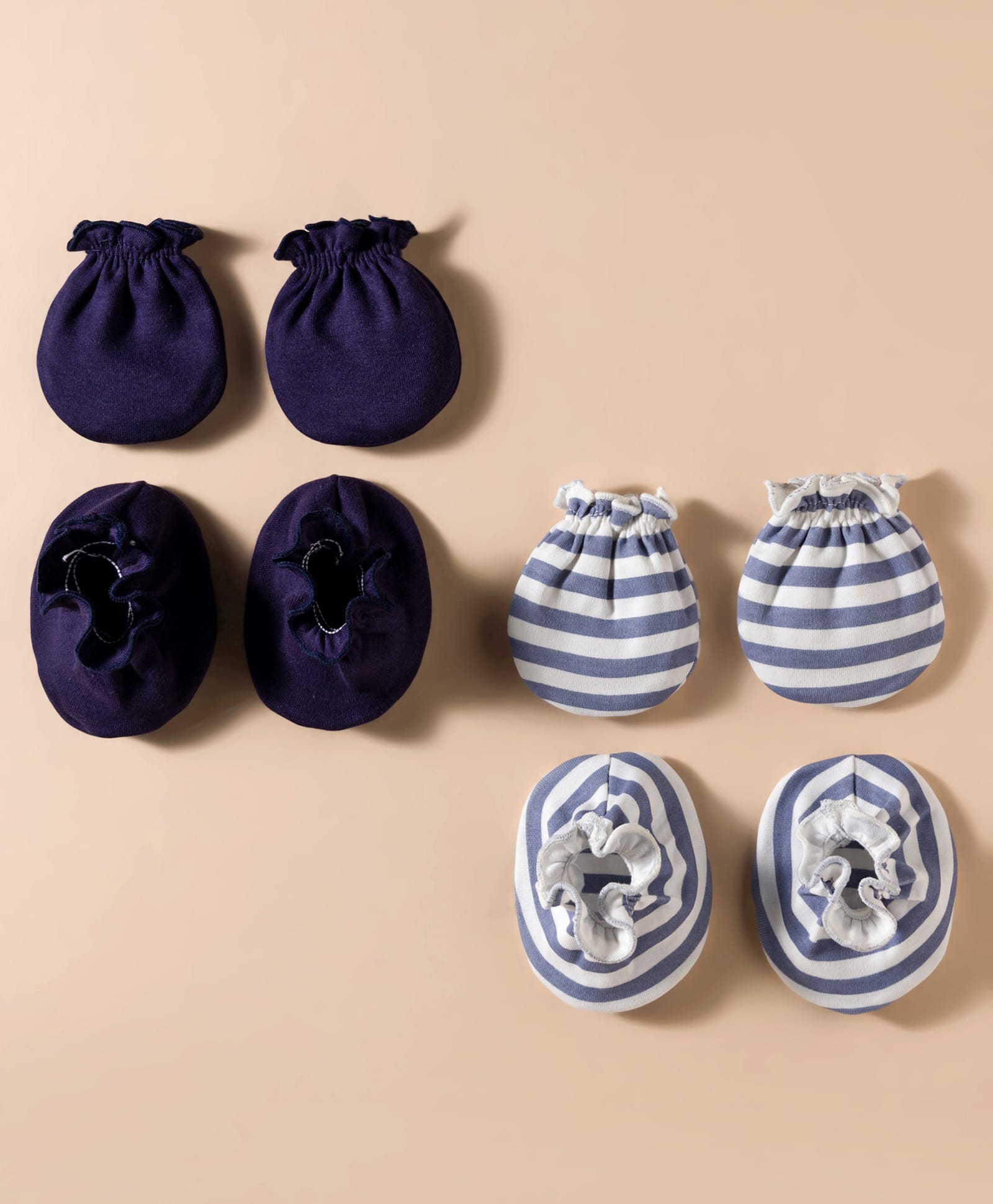 Ben Benny Interlock Knit Mittens & Booties Set with Stripes Pack of 2 - Navy Blue-image-13