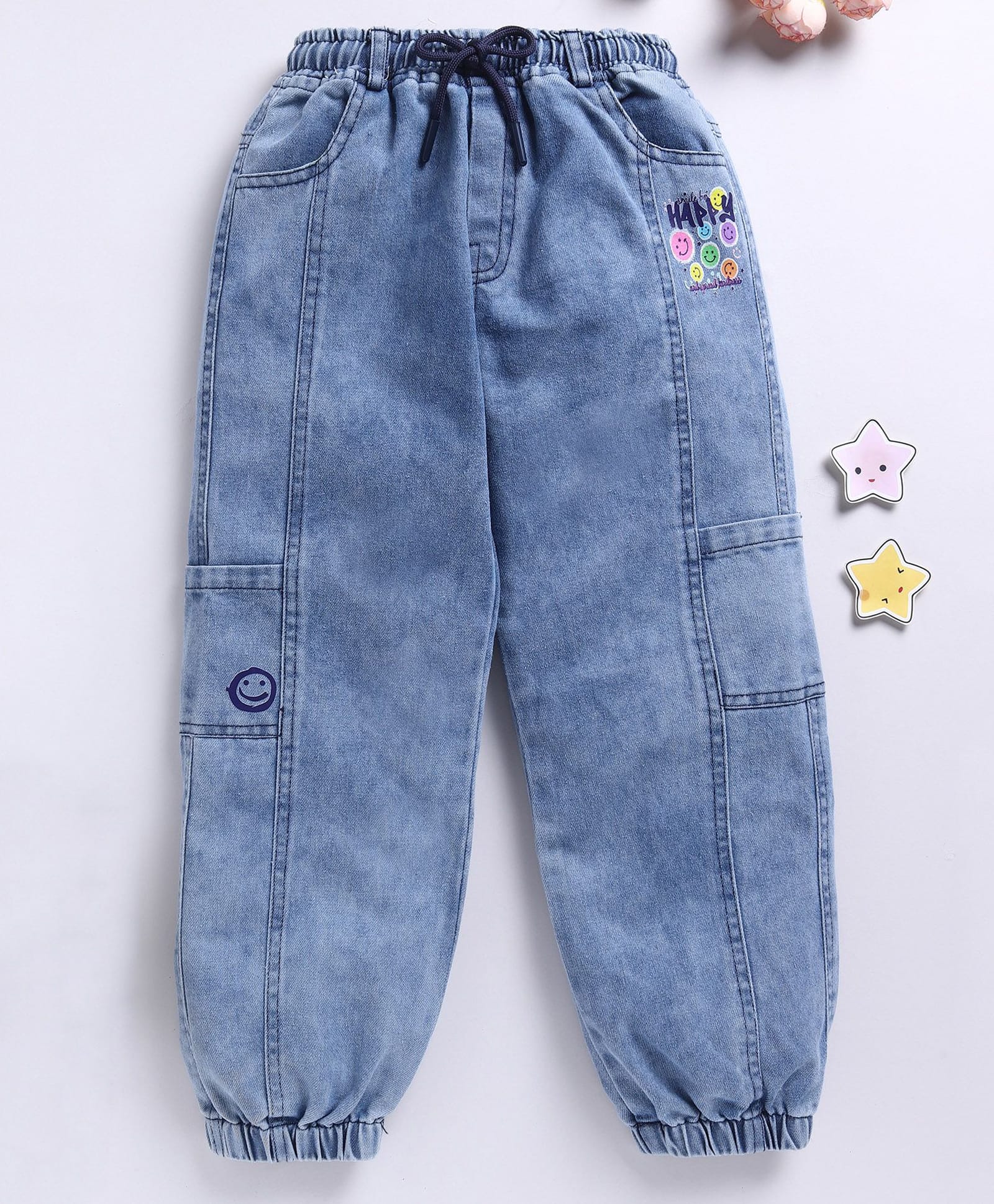 TOONYPORT Denim Woven Smiley Printed Jeans - Blue-picture-15