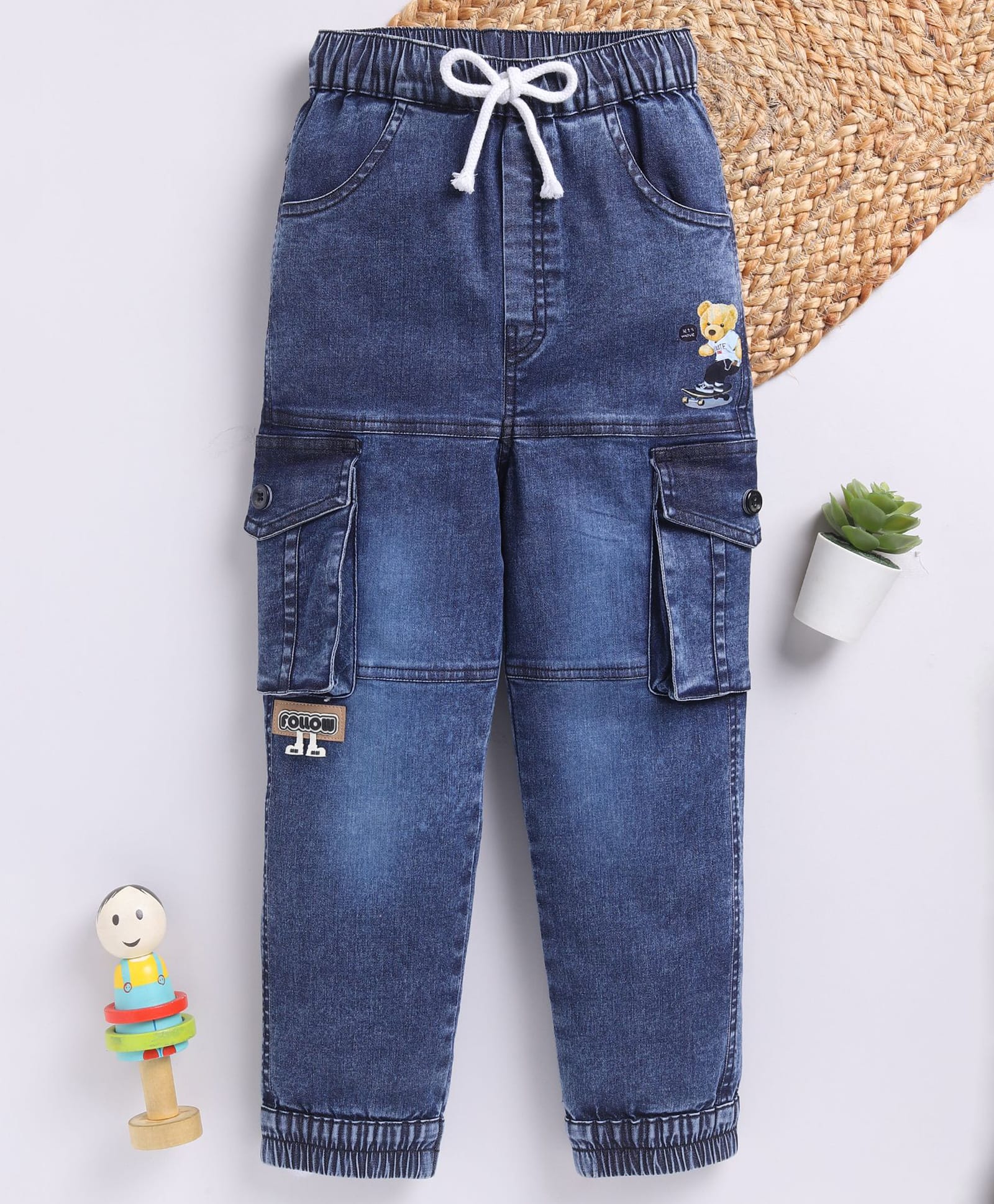 TOONYPORT Denim Woven Teddy Printed Jeans - Blue-picture-38