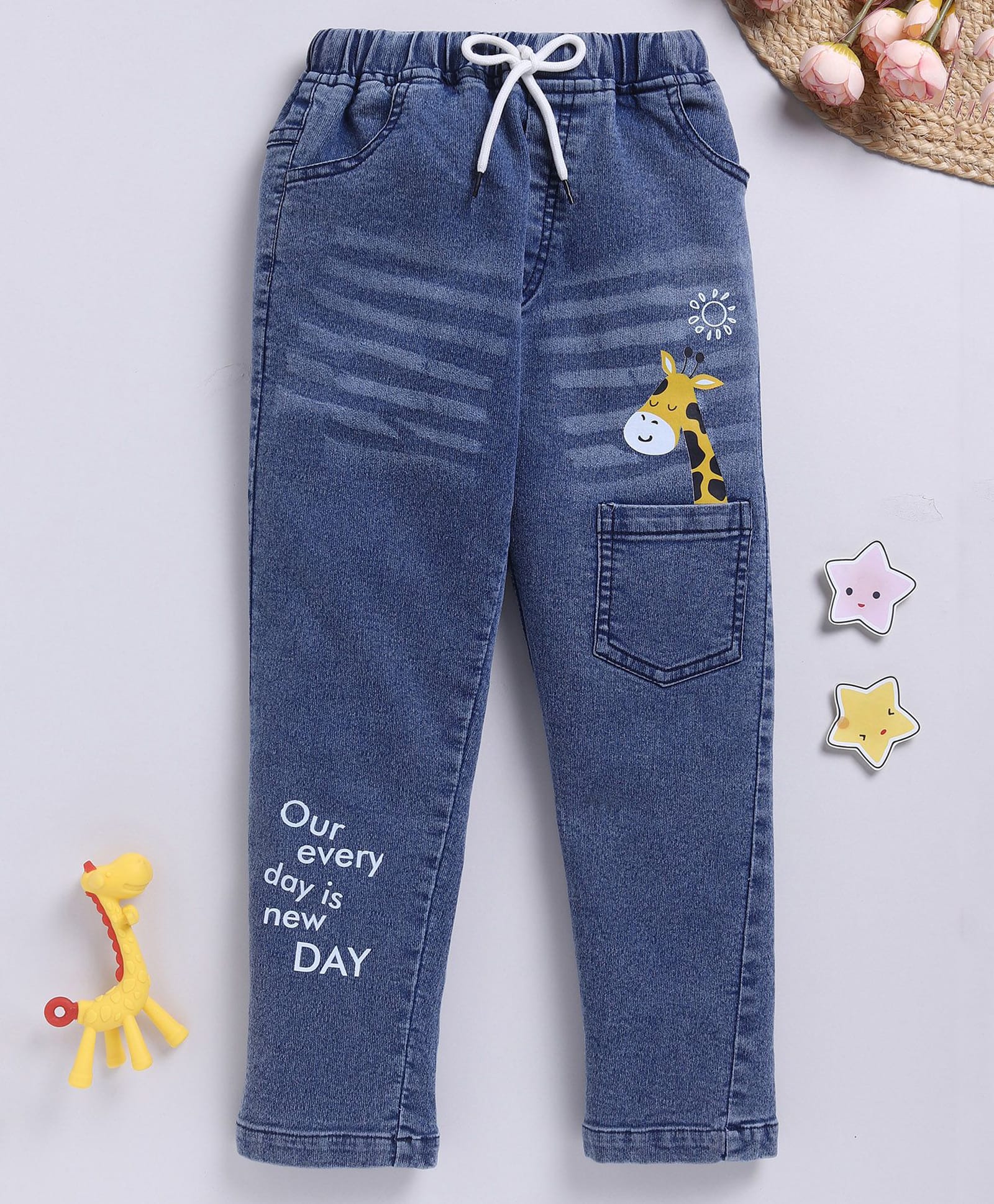 TOONYPORT Denim Woven Giraffe Printed Jeans - Blue-picture-17