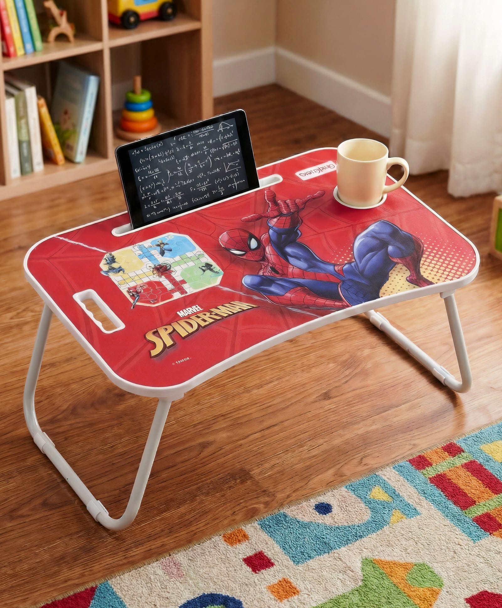 Babyhug Disney Spiderman Theme Multi Purpose Desktop Table| Table with Ludo| Durable, Non-Slip & Space Saving| Compact Fold| Perfect For Gifting| BIS Certified