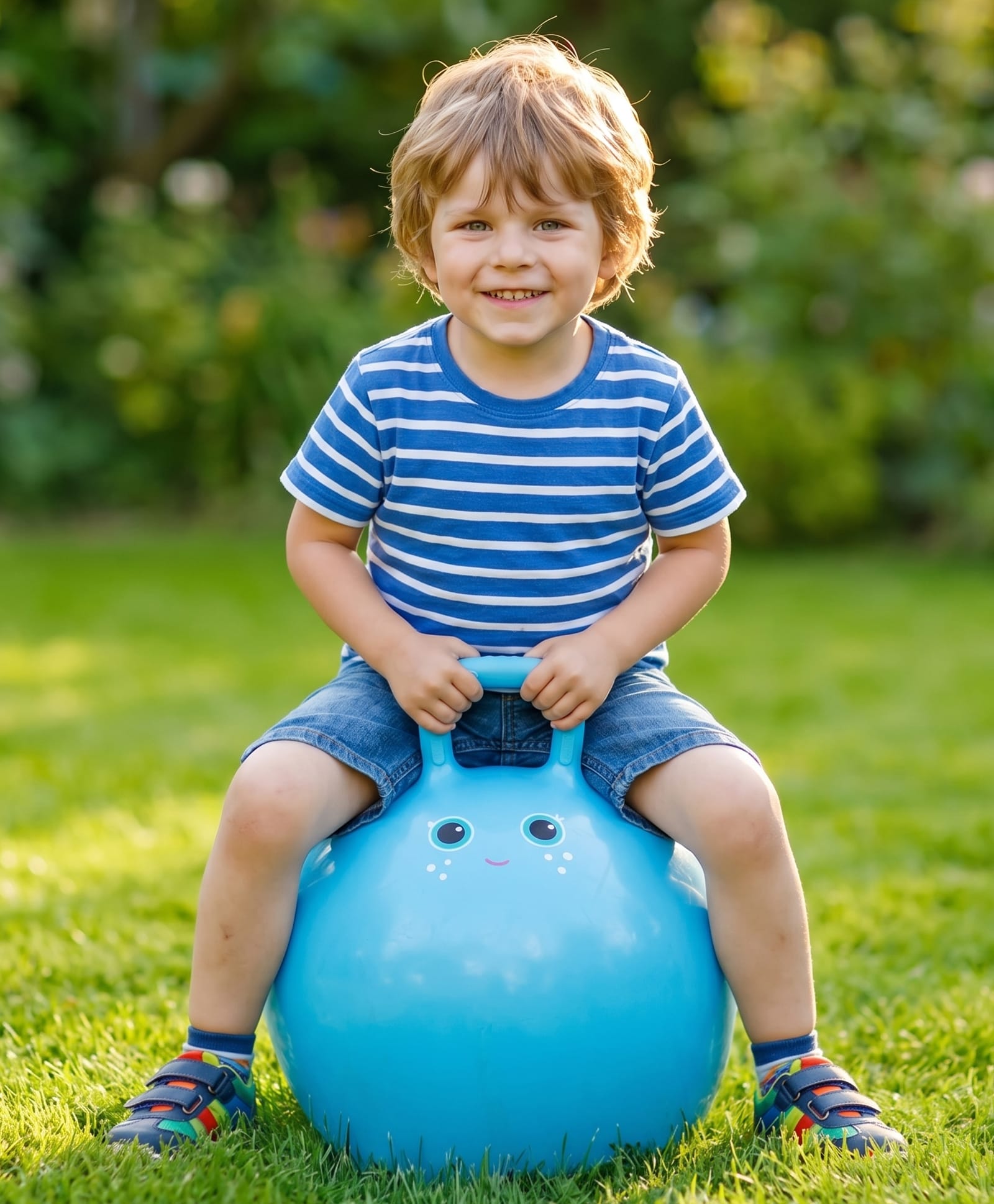 Play Nation Kids Hop Ball 55 cm - Blue| Bouncing Jump Ball with Handle| Indoor & Outdoor Activity| Improves Balance & Coordination|Durable & Safe|BIS Certified| Physical Training Gift for Boys & Girls-image-17