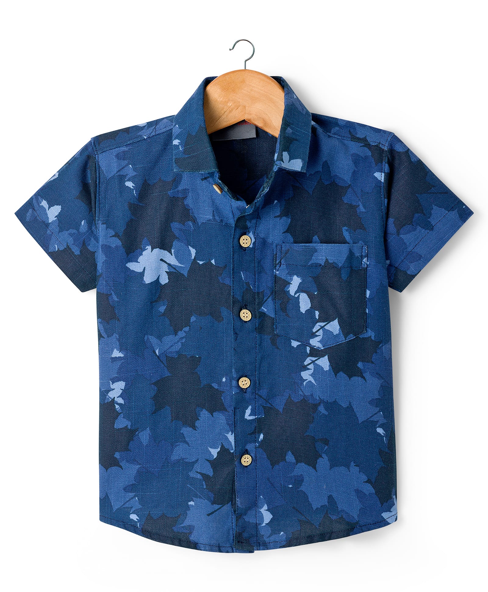 Dapper Dudes Half Sleeves Leaves Printed Shirt - Blue-image-9