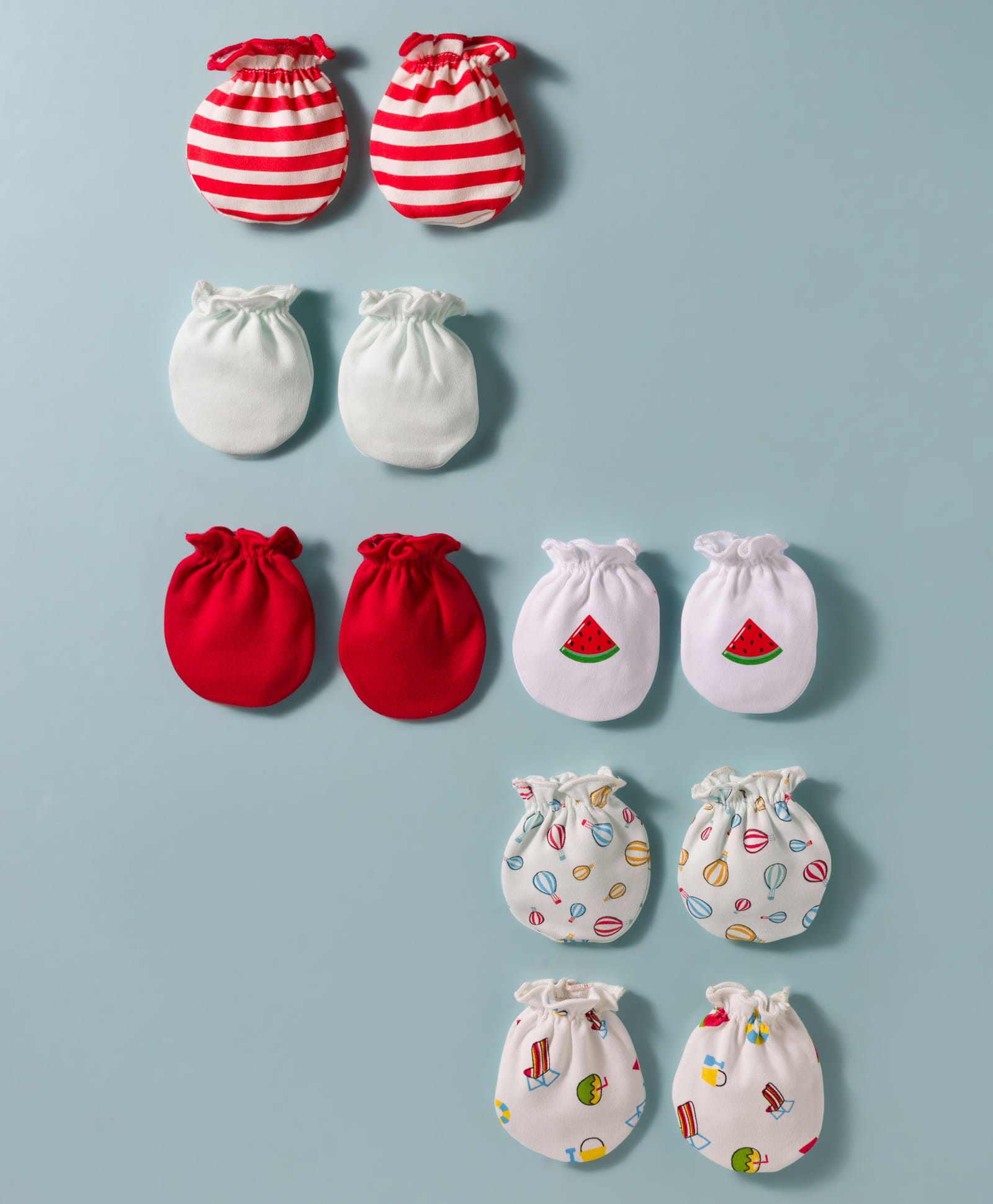 Ben Benny Interlock Knit Mittens with Tropical Theme Print & Stripes Pack of 6 - Multicolor-picture-14