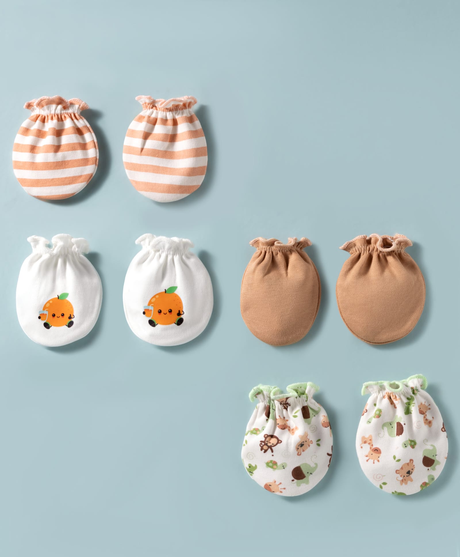 Ben Benny Interlock Knit Solid, Striped & Animal Print Mittens Pack of 4- Tan & White-picture-20