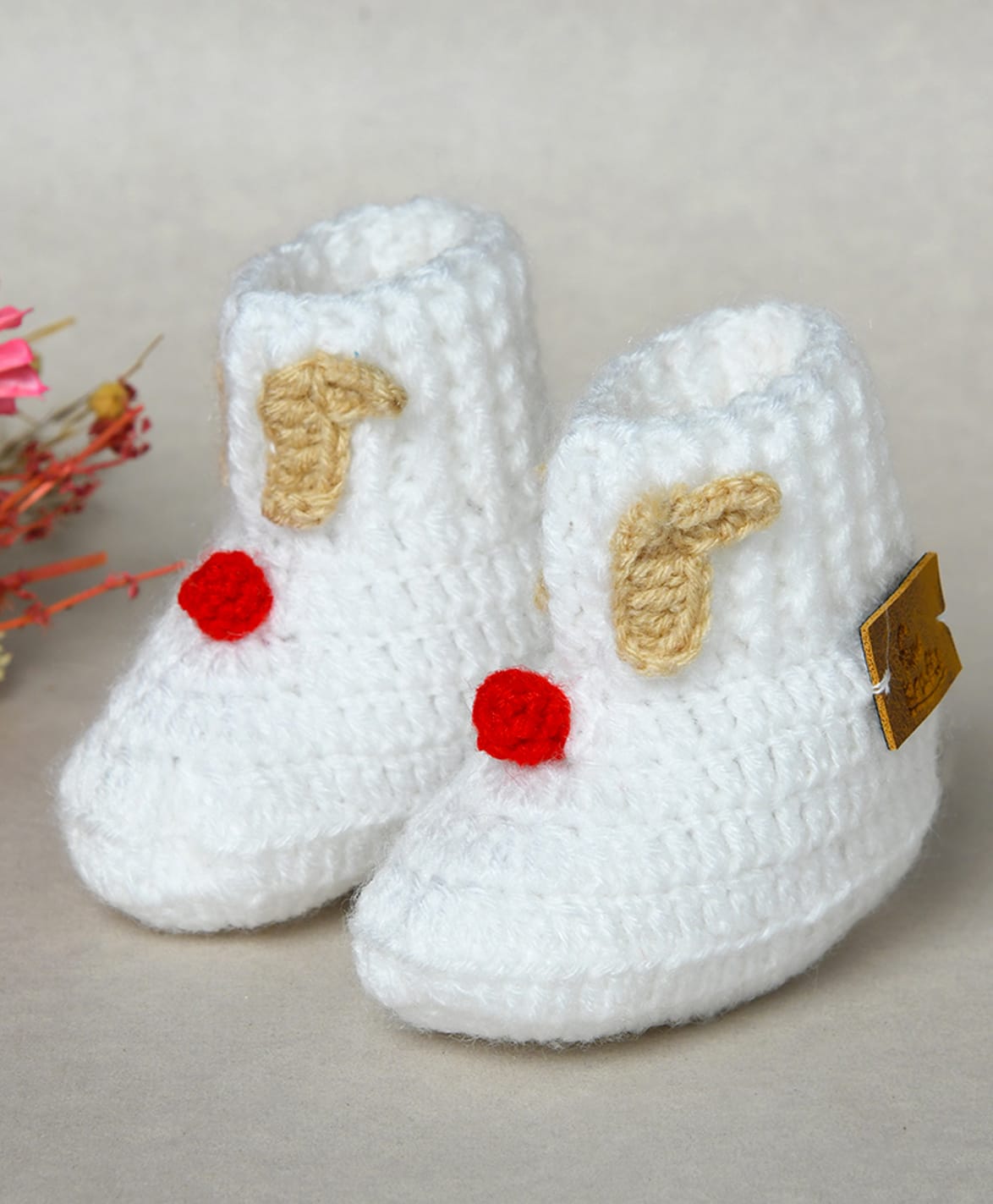 Funkrafts Animal Ear Applique Detailed Booties - White-image-12
