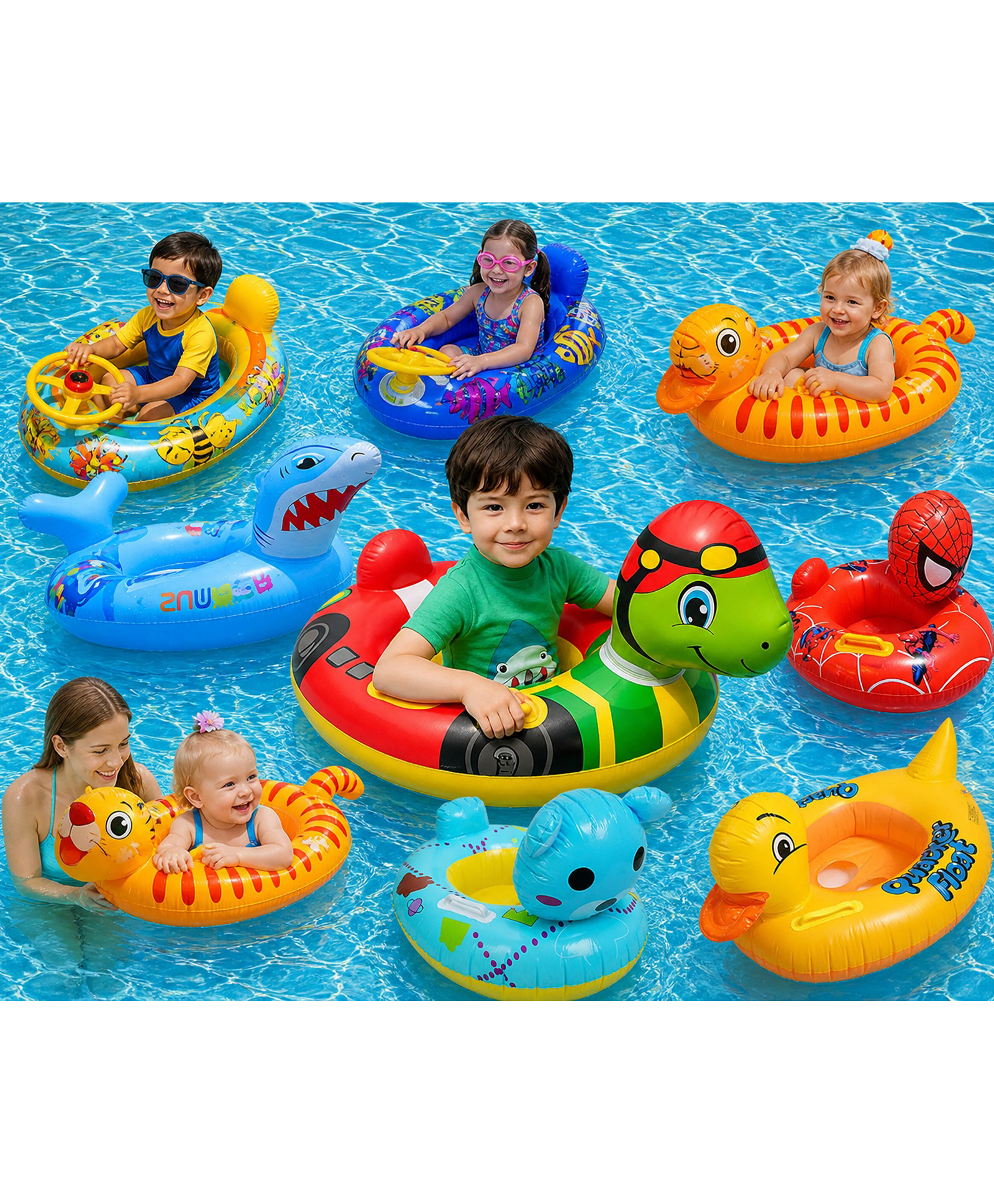 Sanjary Inflatable Swimming Float in Turtle Shape, Thick and Durable with a Handle, Suitable for Use at Beaches,, and Summer Parties color design may vary-image-3
