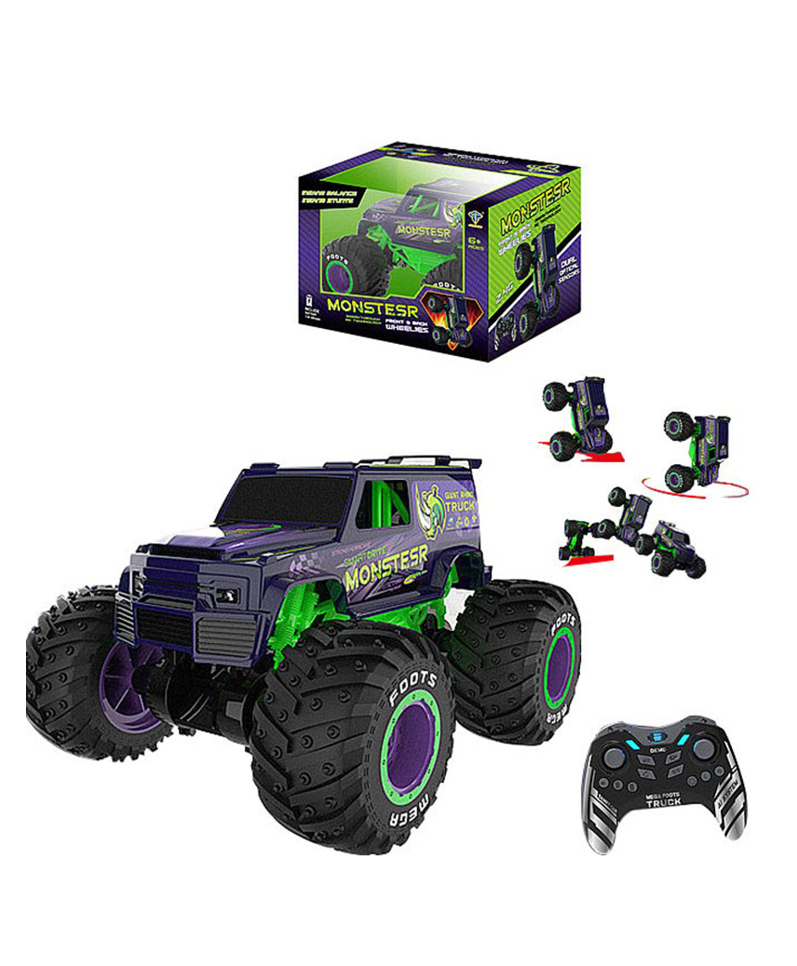 Sanjary Latest Remote Control Stunt Car Stand Driving Flip Stunt Climbing Cars 360 Rotating Big Monster Truck With Smoke Spraying for kids color design may vary-image-49