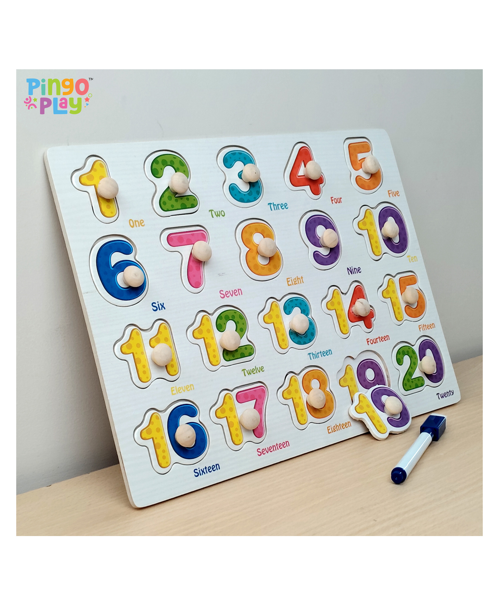Pingo Play Premium Wooden Number Knob Puzzle Board (120) for 2 Years+-image-5