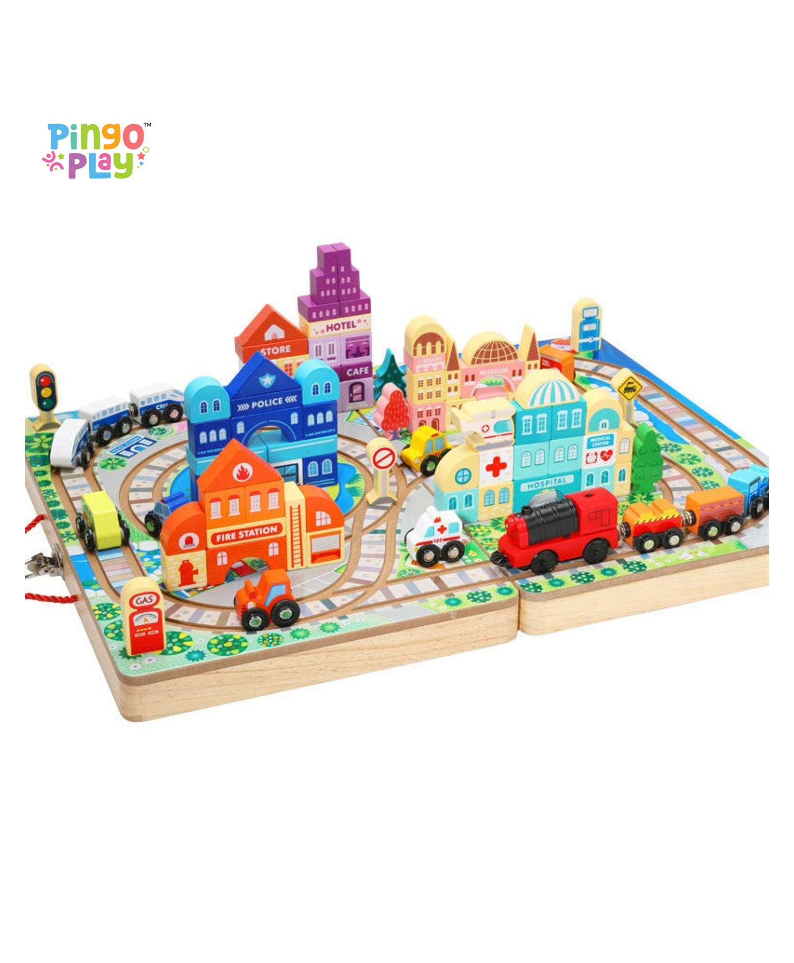 Pingo Play Premium Wooden Building Blocks City & Electric Train Set (3 Years+)-image-22
