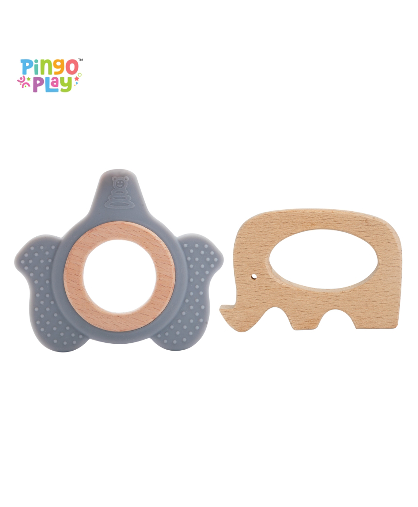 Pingo Play Premium Silicone Teether With Wooden Ring & Wooden Elephant Teether Set | BPA-Free for 3+ Months-image-14