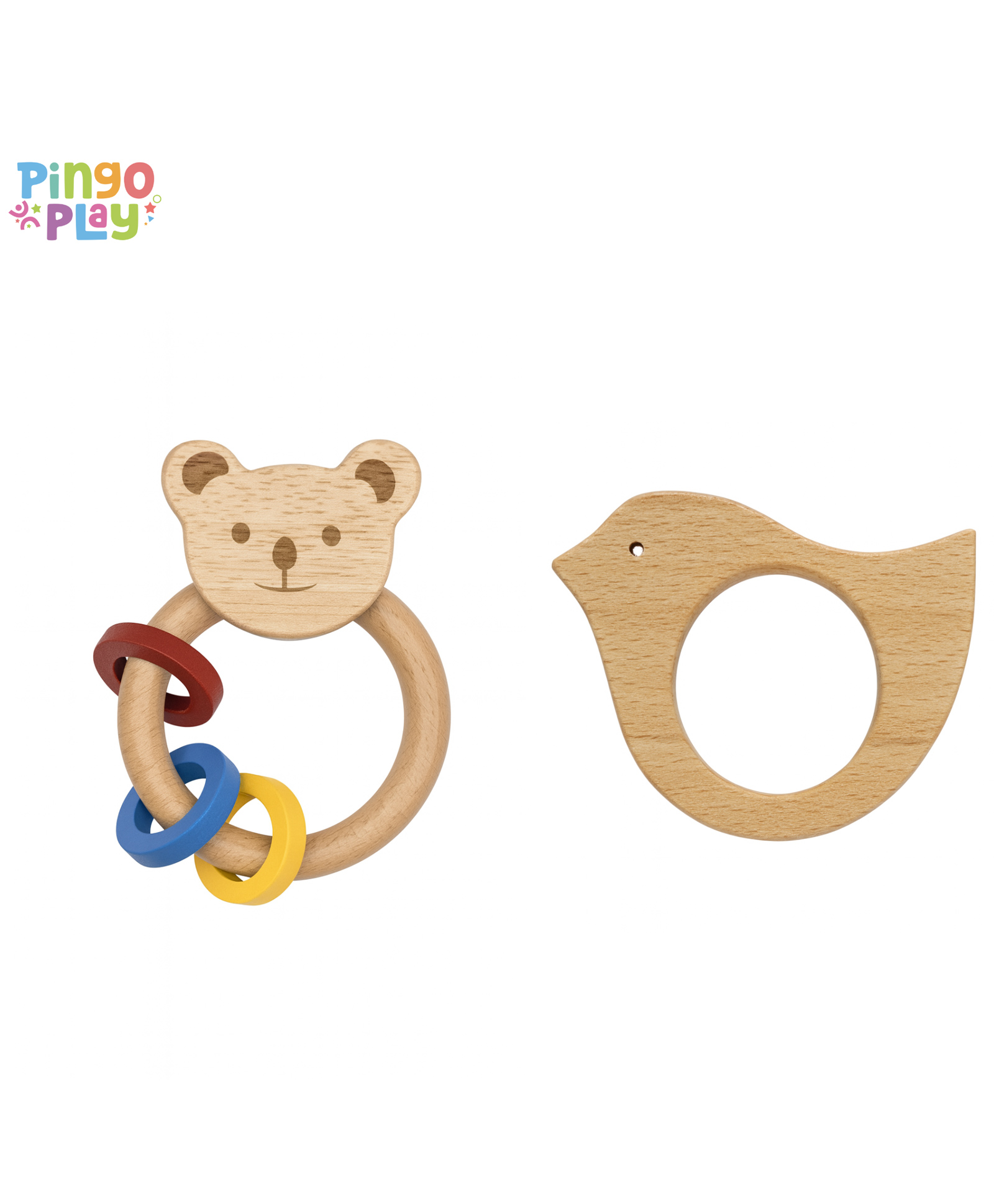 Pingo Play Premium Wooden Rattle & Bird Teether Combo | Natural Beech Wood, Non-Toxic Teether for 3 Months+-image-23