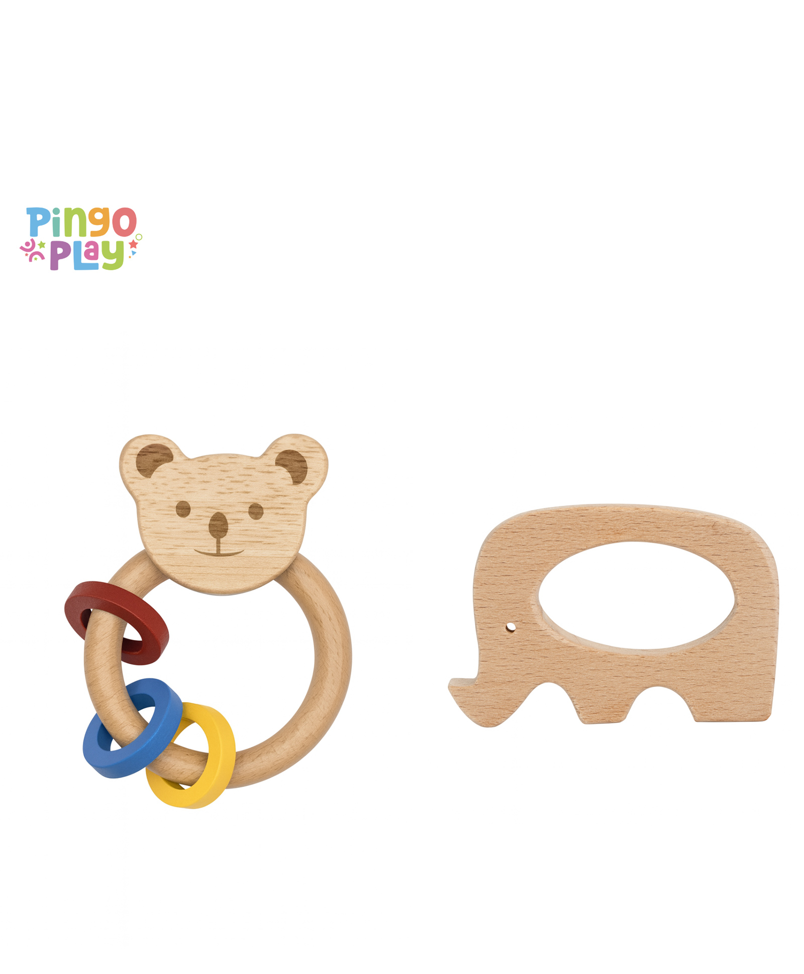 Pingo Play Premium Wooden Rattle & Elephant Teether Combo | Natural Beech Wood, Non-Toxic Teether (3 Months+)-image-17