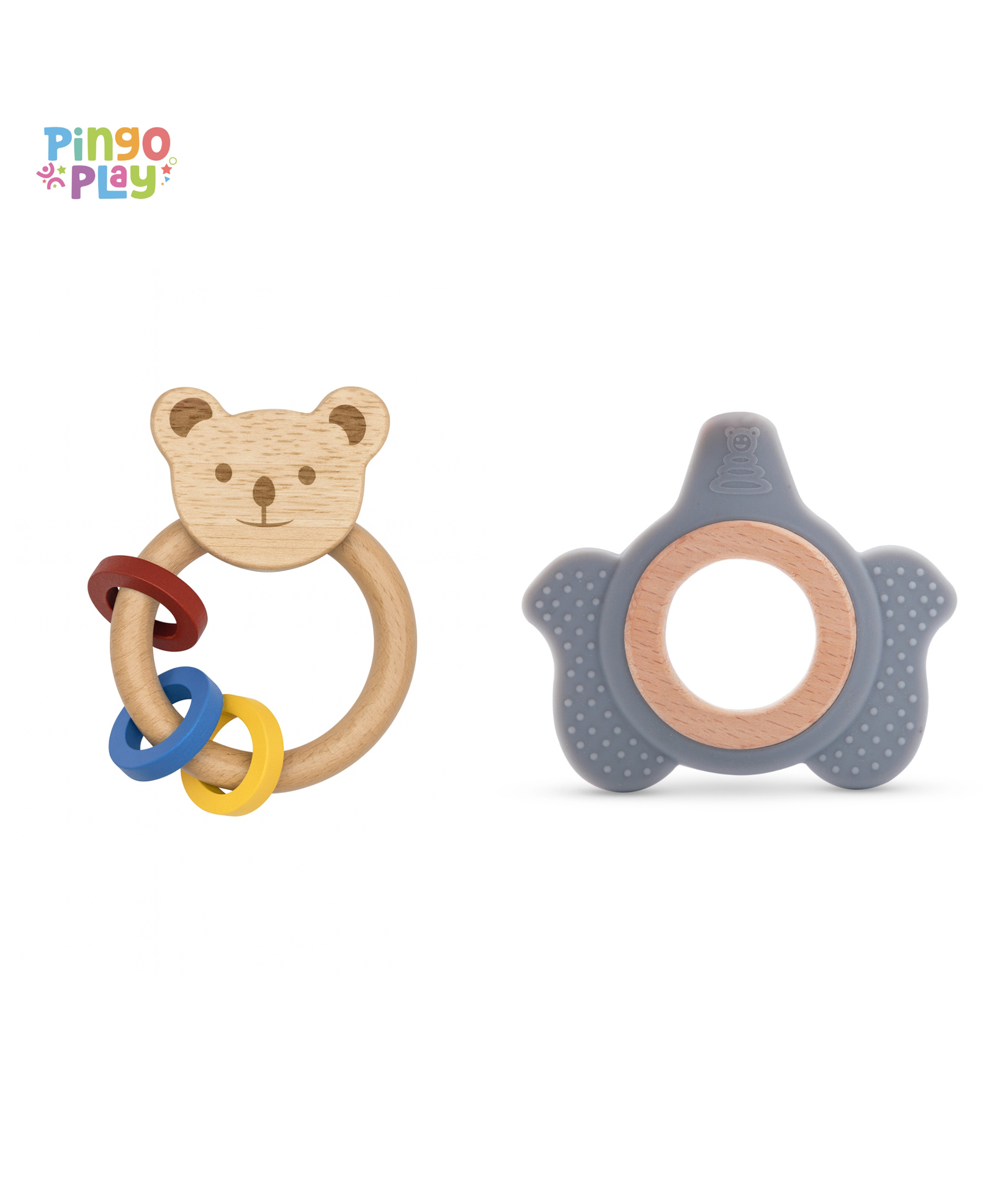 Pingo Play Premium Wooden Rattle & Silicone Teether With Wooden Ring Combo, Safe, Non-Toxic for 3+ Months-image-21