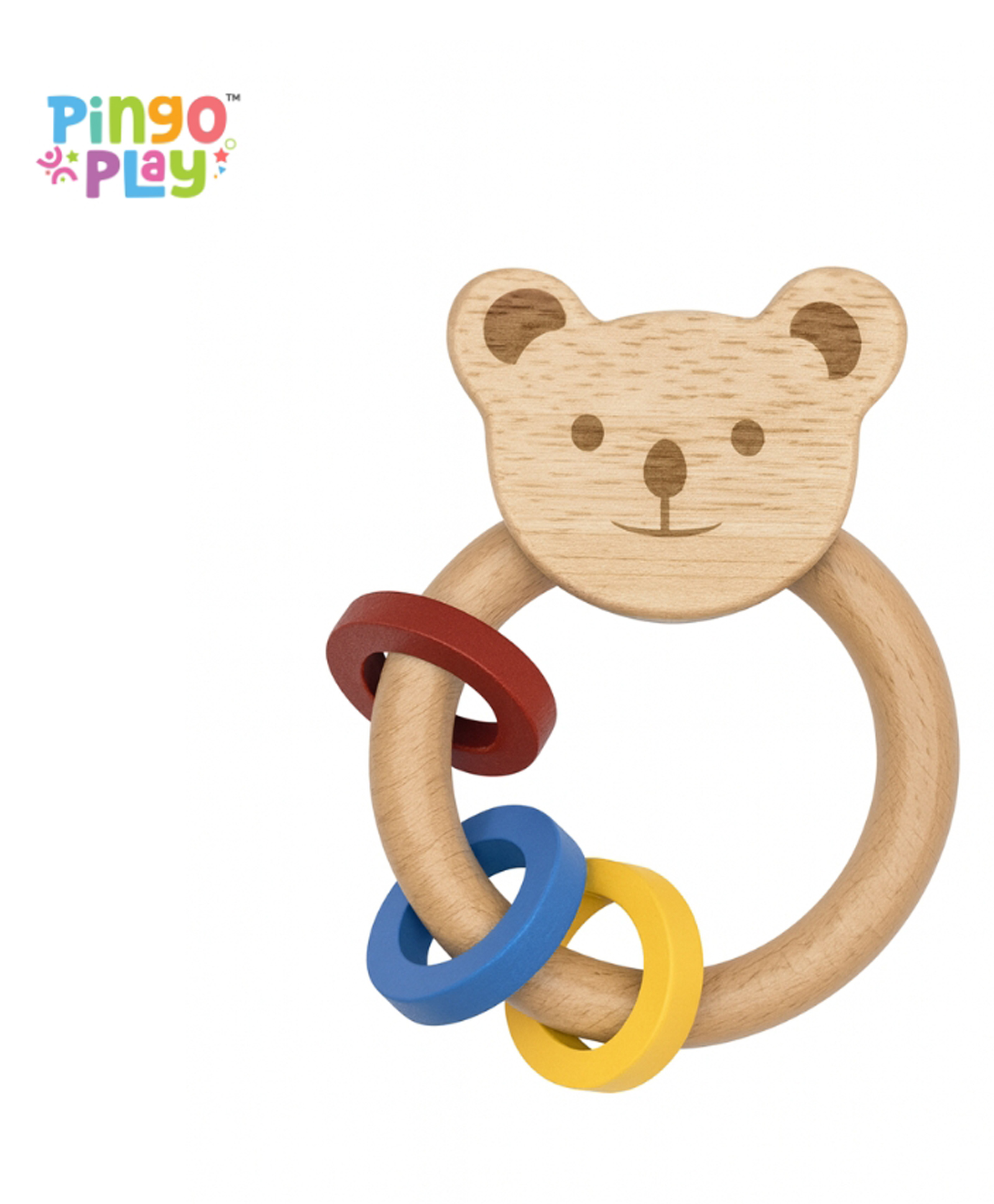 Pingo Play Premium Wooden Rattle for Babies with Colourful Rings for 3+ Months-image-39