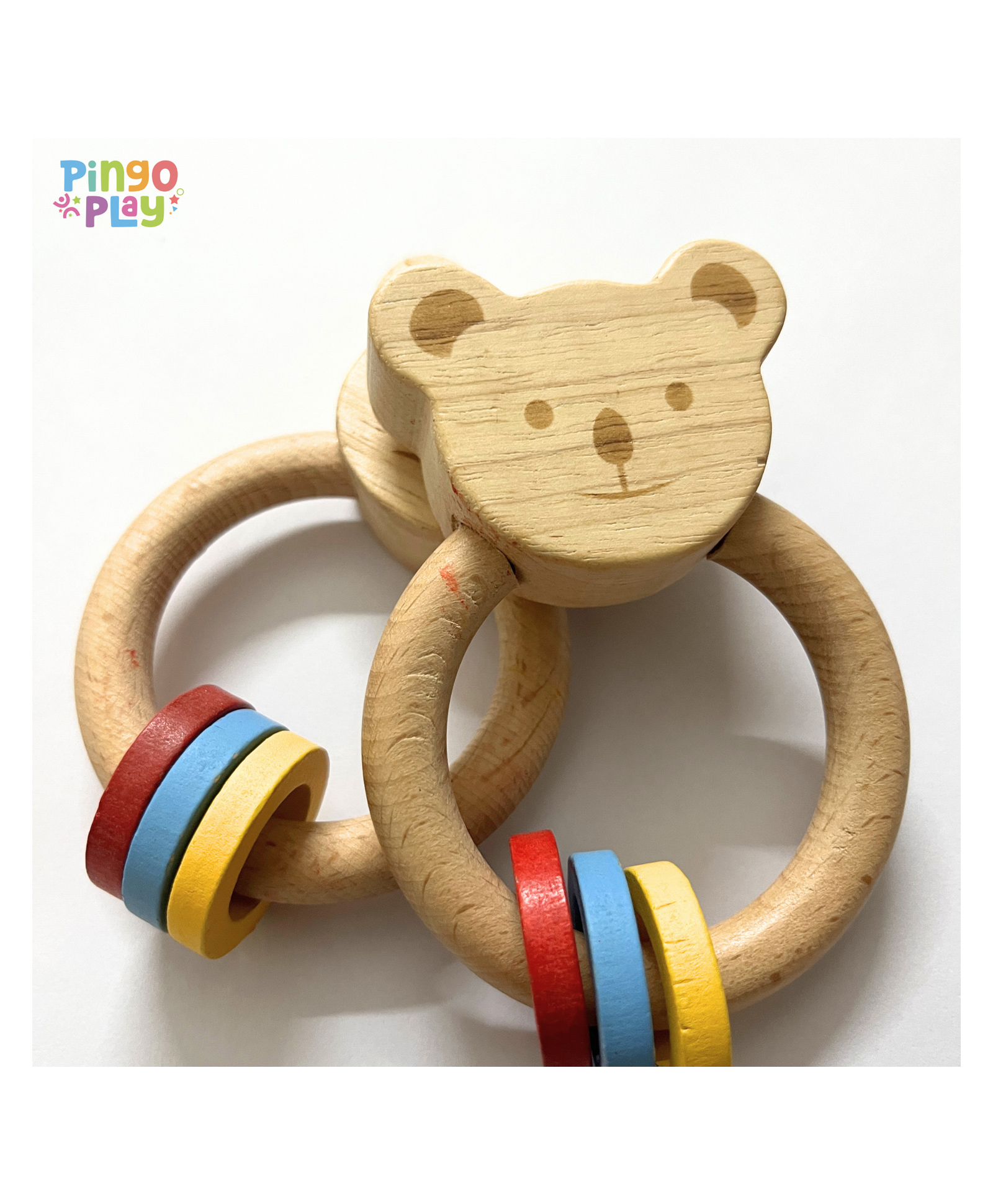 Pingo Play Premium Wooden Rattle for Babies for Sensory Development (Pack of 2) for 3 Months+-image-40