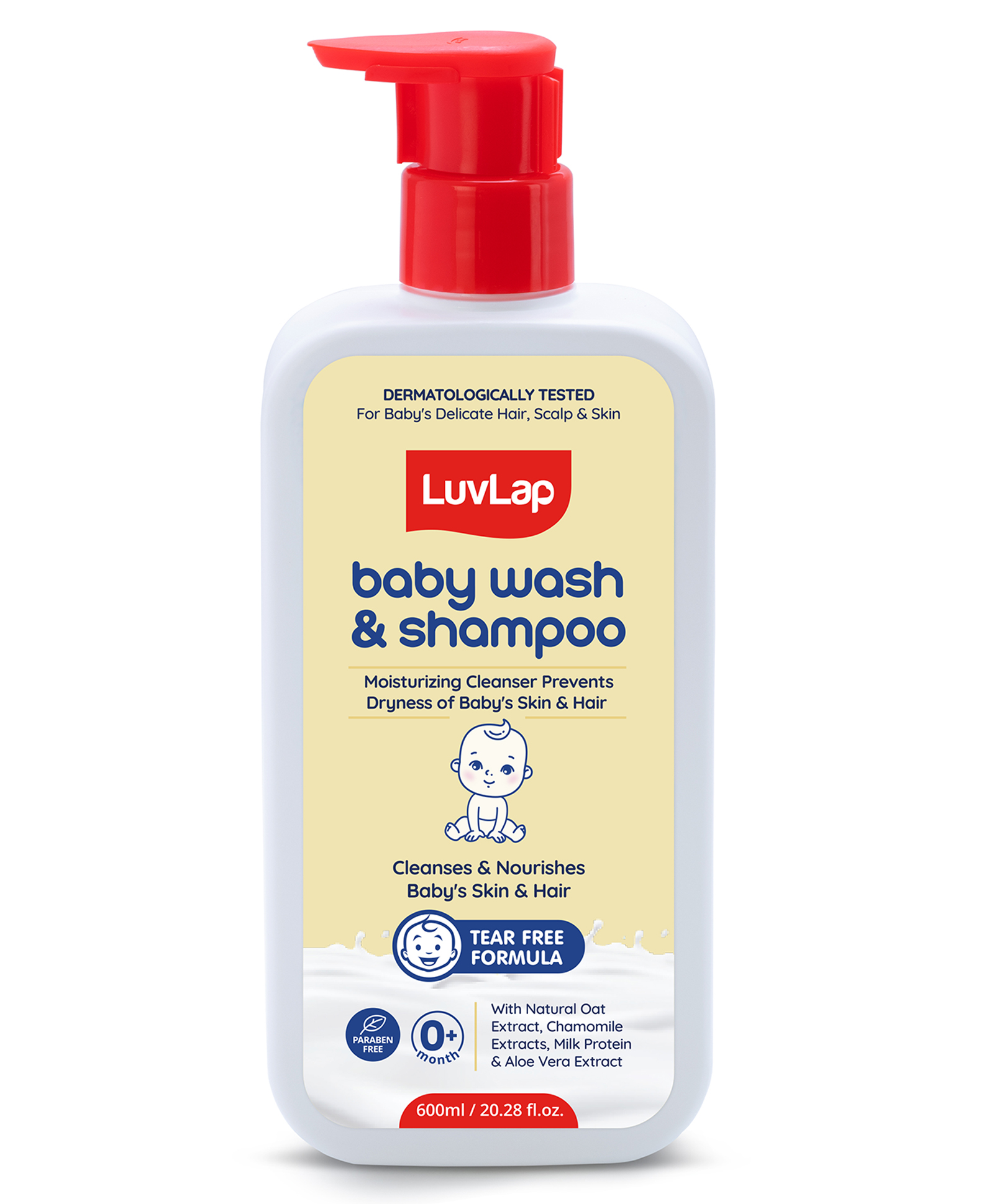 Luv Lap Baby Wash & Shampoo Gentle Nourishing Formula for Soft Baby Skin & Hair Enriched for Daily Care Suitable for Newborns - 600 ml-image-2