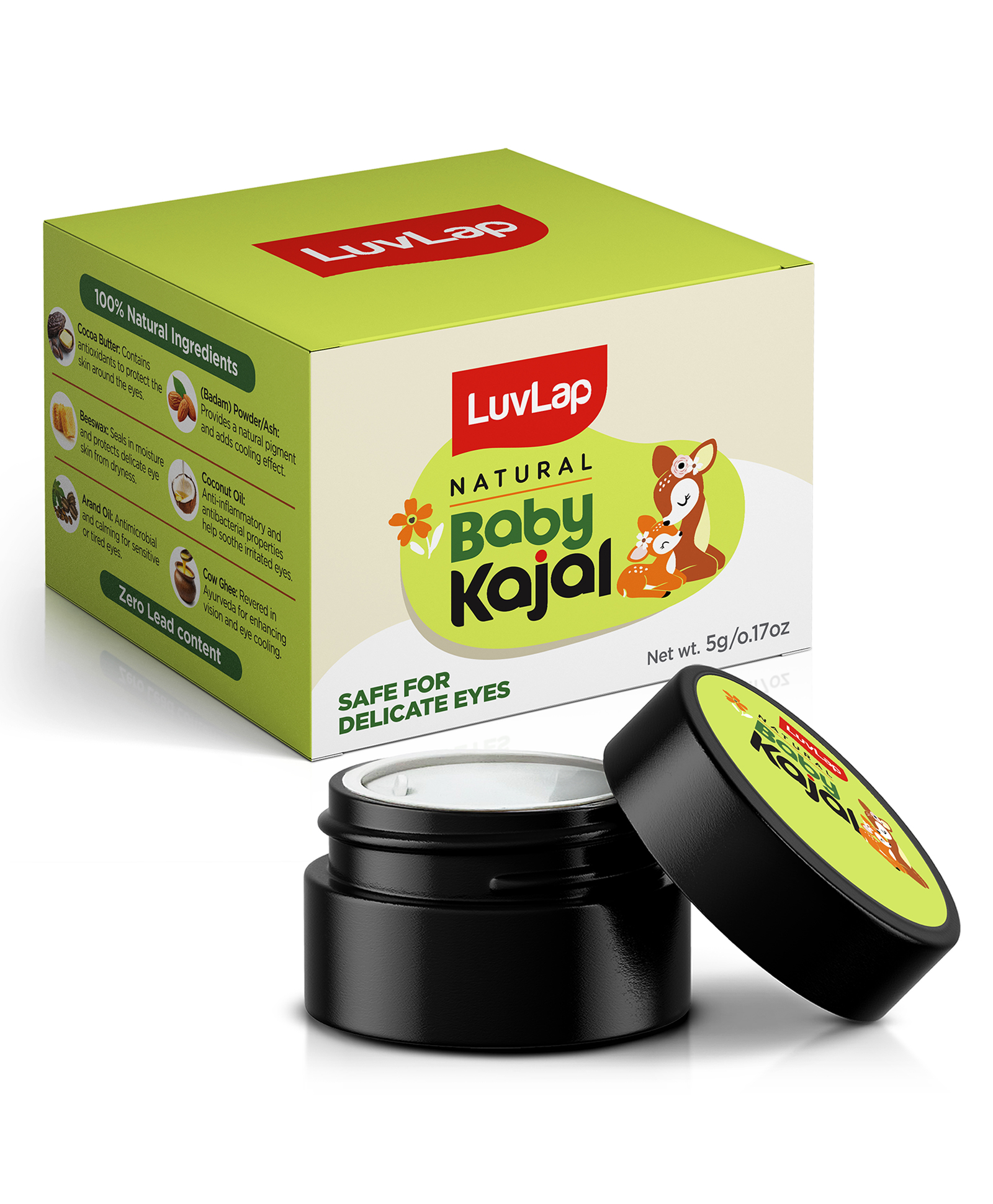 luvlap Luv Lap Natural Baby Kajal with Cow Ghee Castor Oil Coconut Oil Almond Oil & Cocoa Butter - 5 g-picture-15