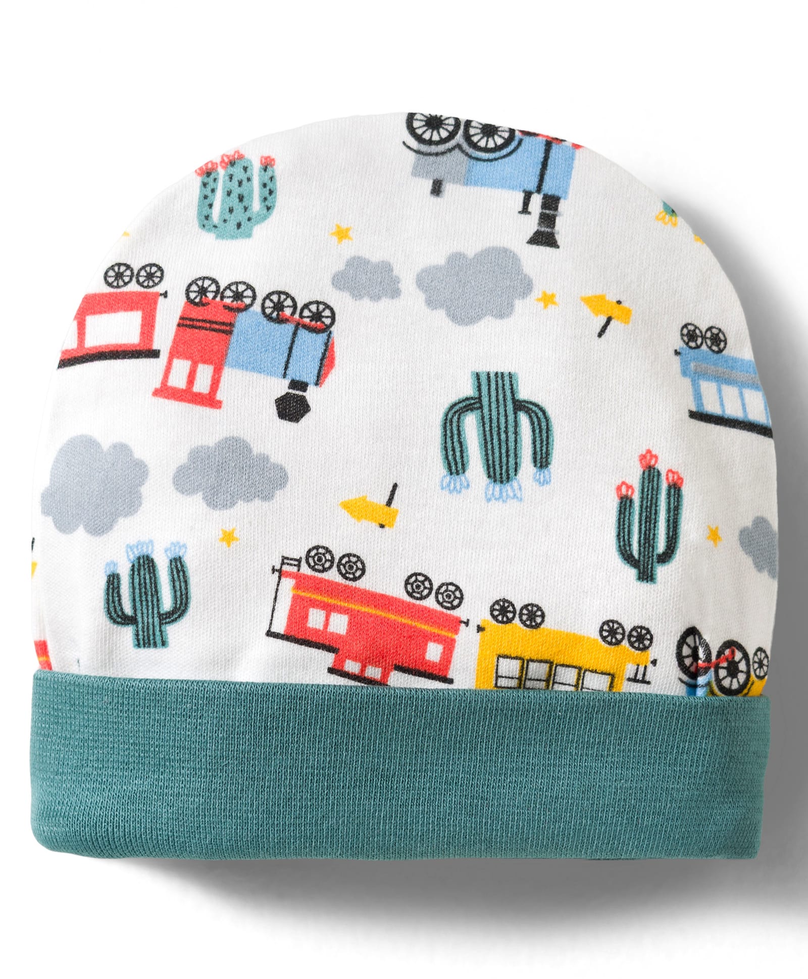 OHMS Interlock Knit Cap With Train Print Mint & White - Diameter 14 cm-image-21