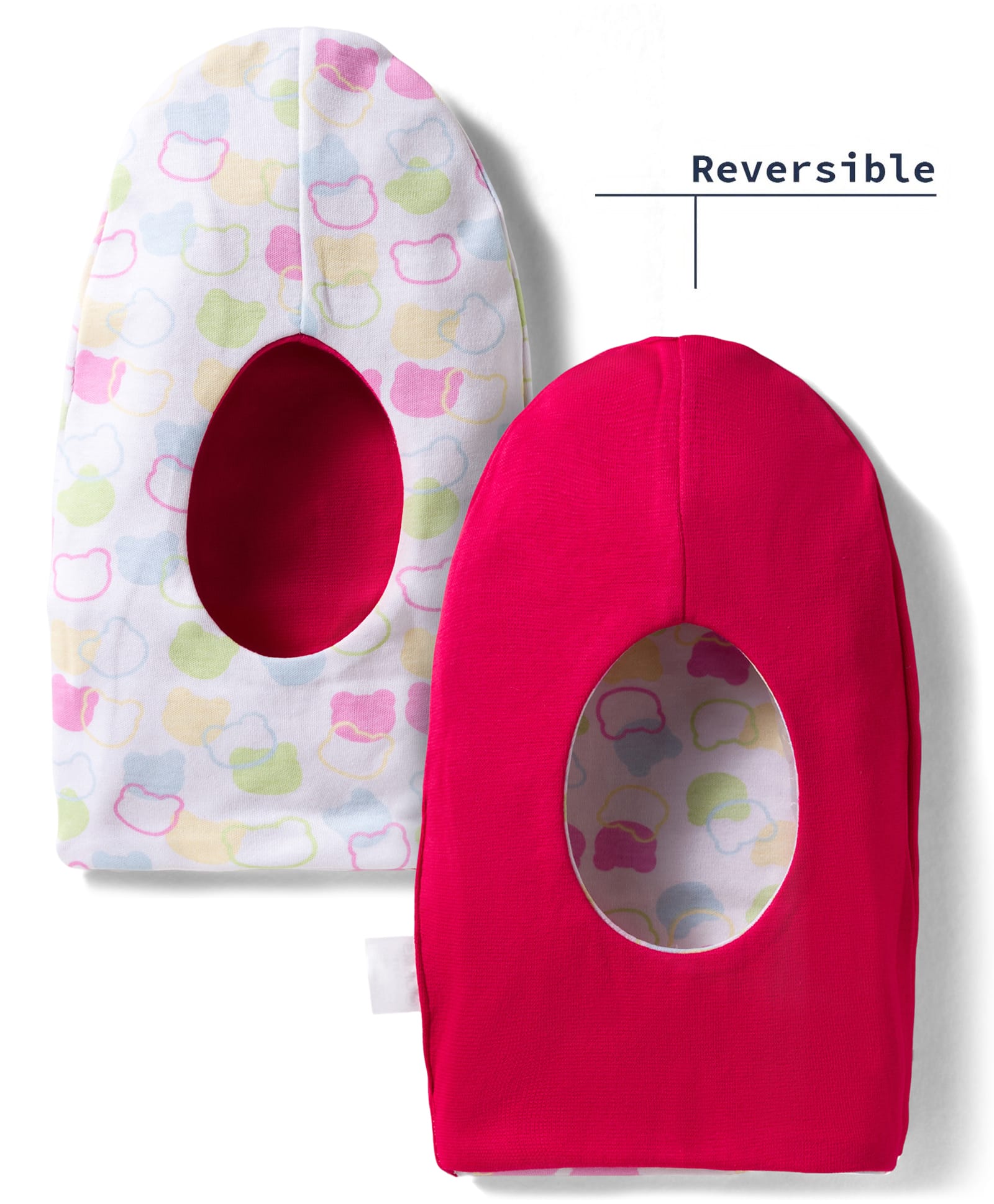 OHMS Interlock Knit Monkey Cap With Bear Print - Red