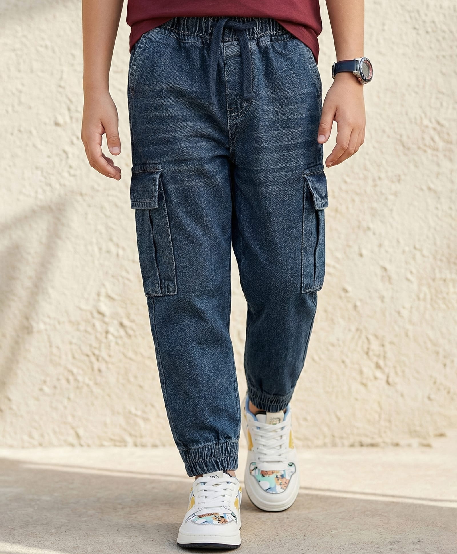 Pine Kids Full Length Solid Color Denim Jeans - Blue-image-30
