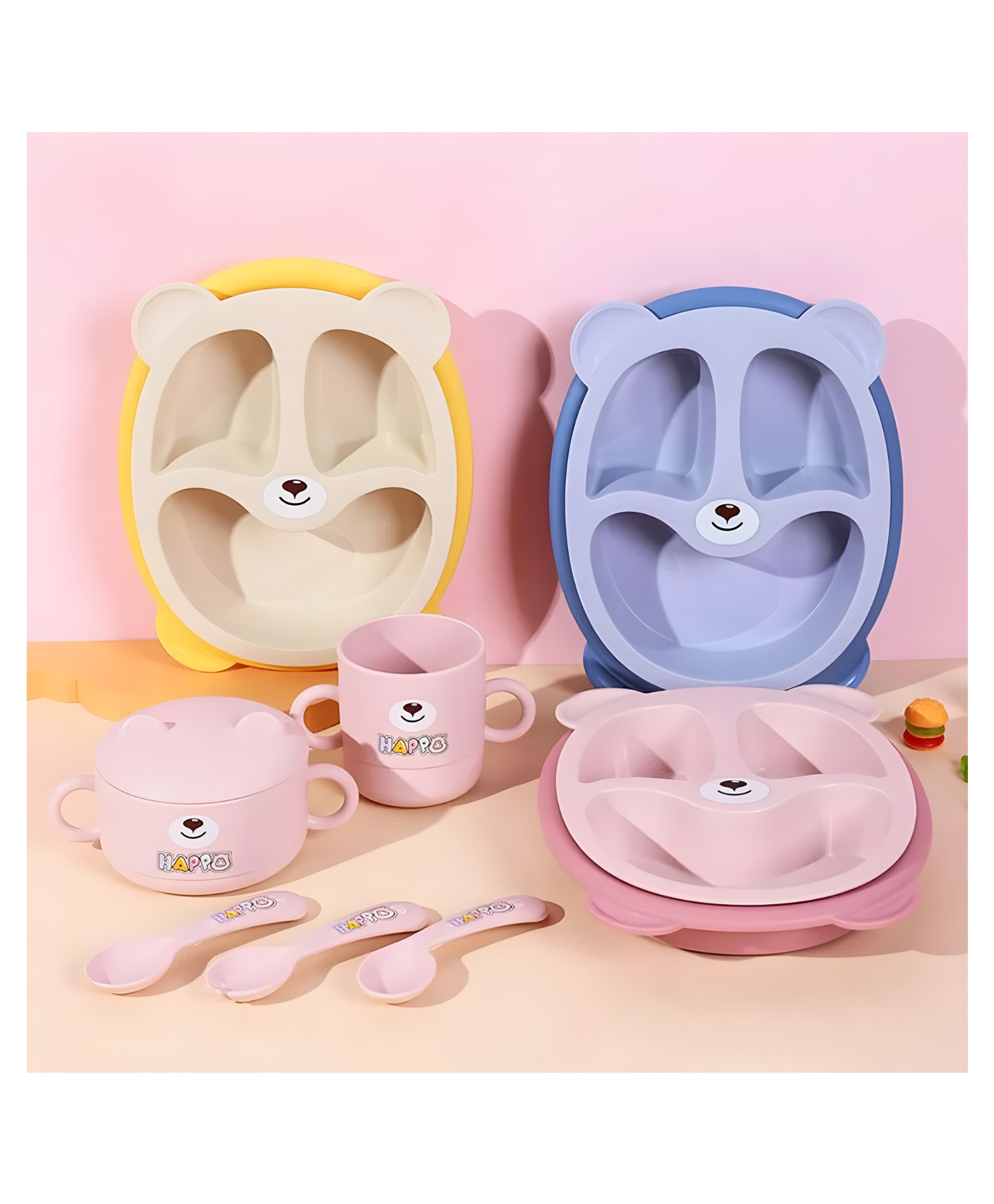 SCHOOLISH Children's Tableware 6-piece Set Baby Separated Dinner Plate Bowl Spoon Fork Learn to Drink Cup Pack of 1 - Color May Vary-image-13