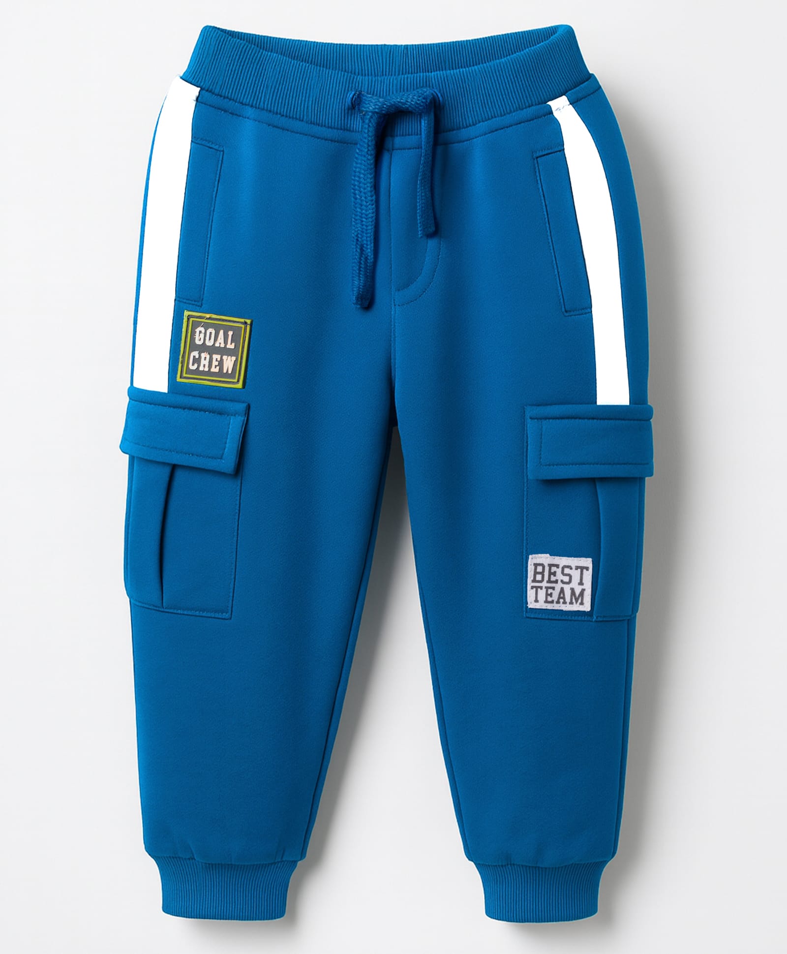 Babyhug Looper Knit Full Length Lounge Pant With Text Badge - Blue-picture-24