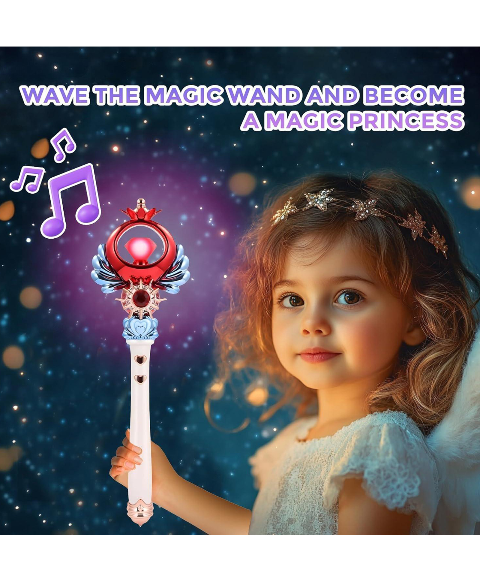 Planet of Toys Princess Fairy Magic Wand Moon-Shaped Styling Stick with Music & Flashing Lights for Kids-picture-20