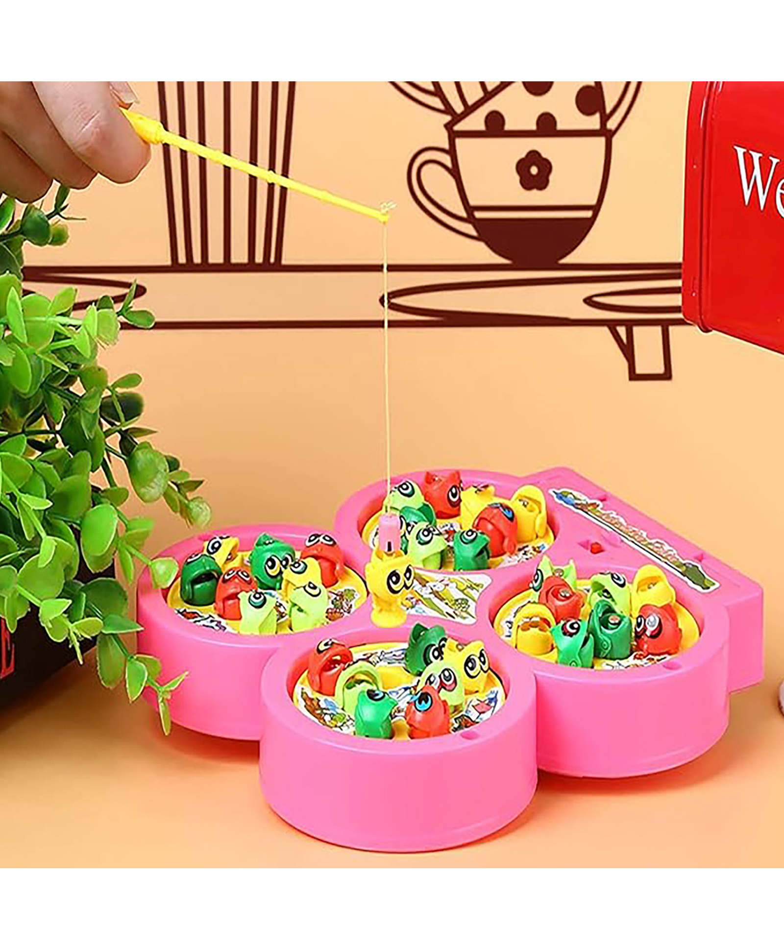 Planet of Toys Musical Fish Catching Game Toy Set with 4 Rotating Fish Ponds On Board | Includes 32 Fishes and 4 Magnetic Fishing Poles | 1-4 Players Game | Durable Gift for Kids-picture-11