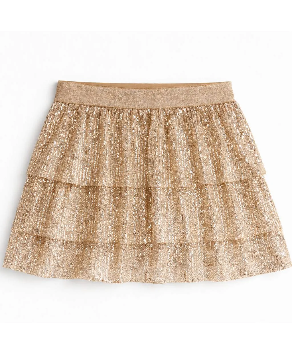 Buy ZIP ZAP ZOOP Woven Glitter Detailed Tiered Skirt - Golden for