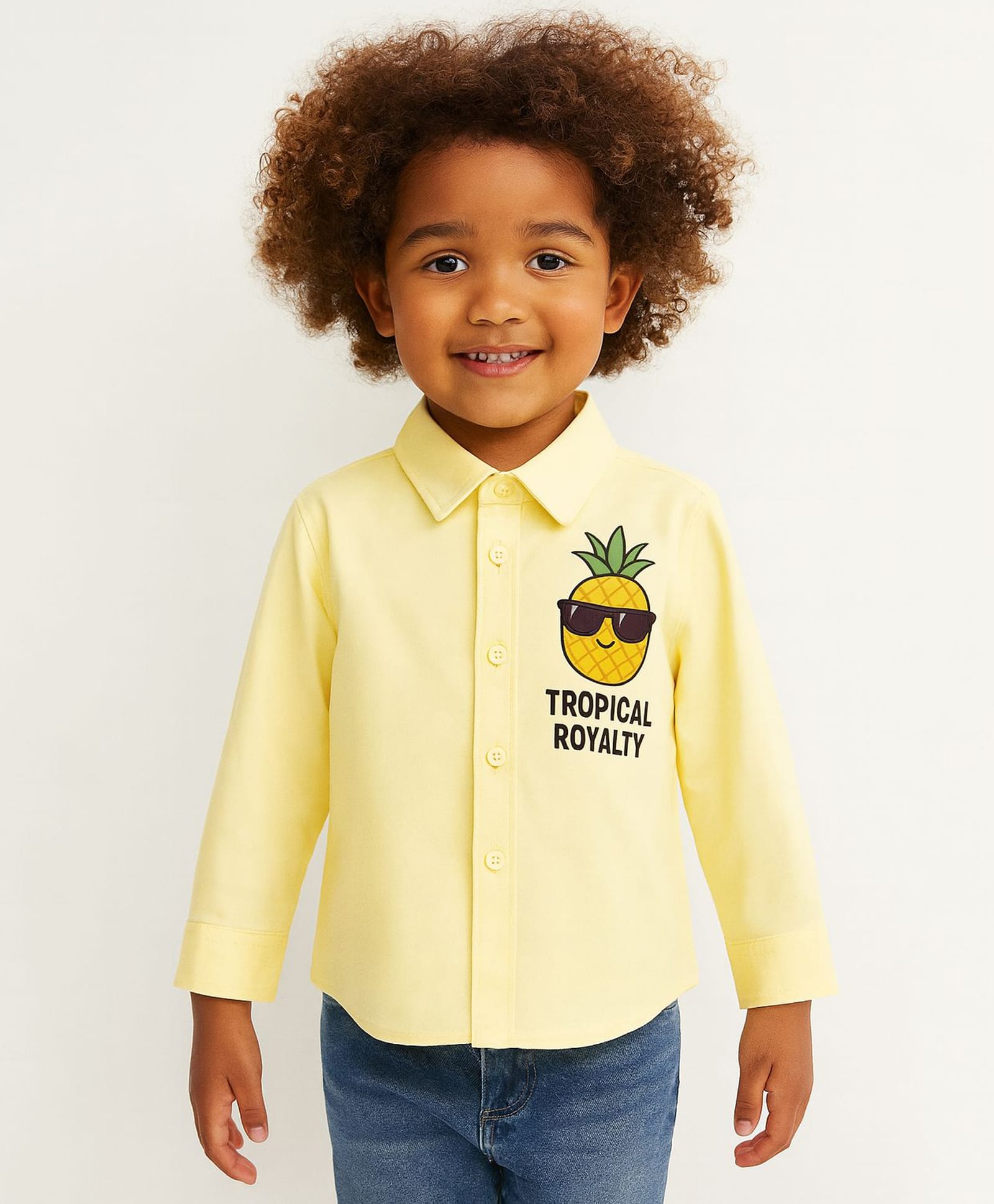 ZIP ZAP ZOOP Cotton Woven Full Sleeves Tropical Royalty Text Printed Shirt - Light Yellow-picture-32