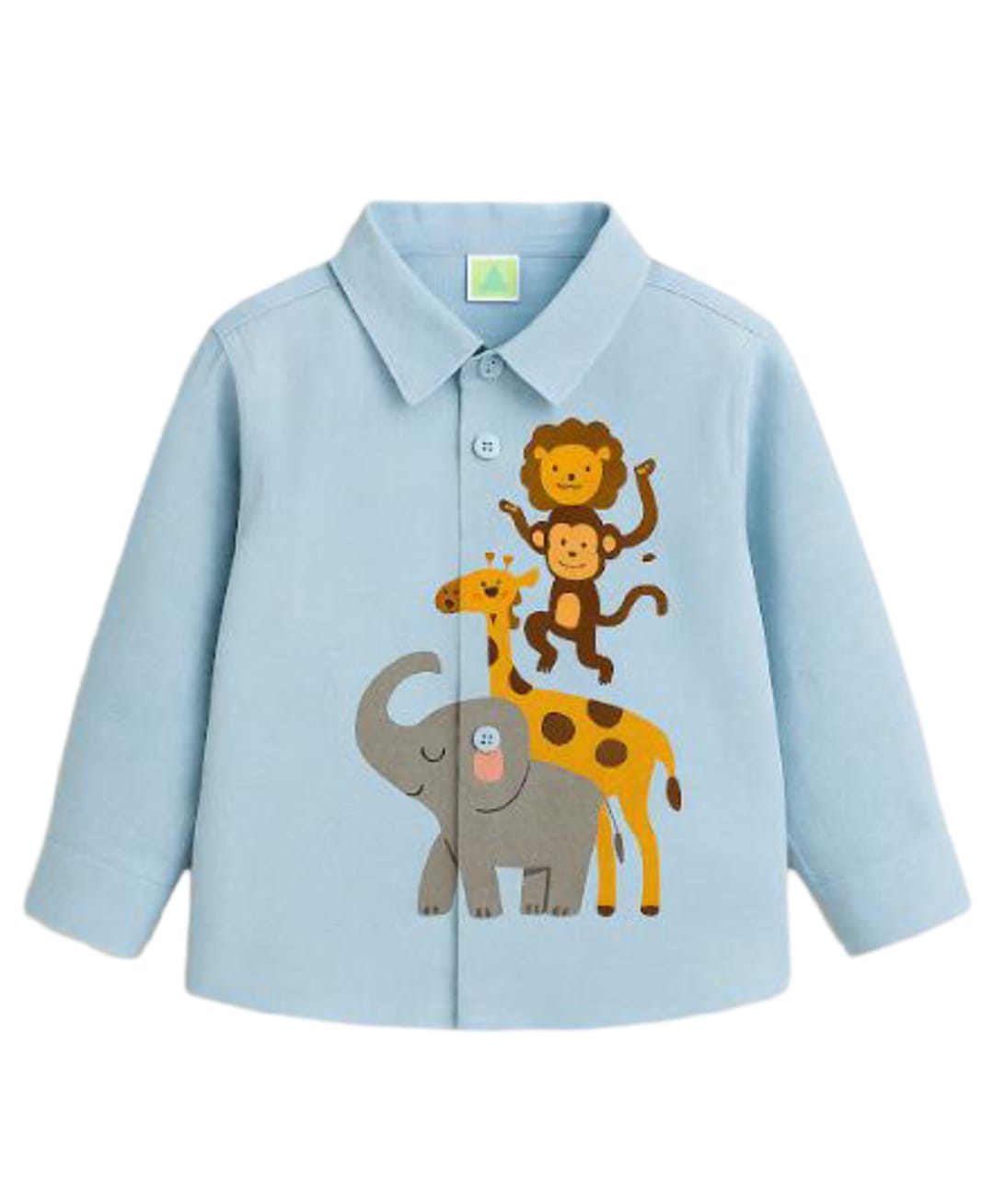 ZIP ZAP ZOOP Cotton Woven Full Sleeves Animals Printed Shirt - Light Blue-picture-25