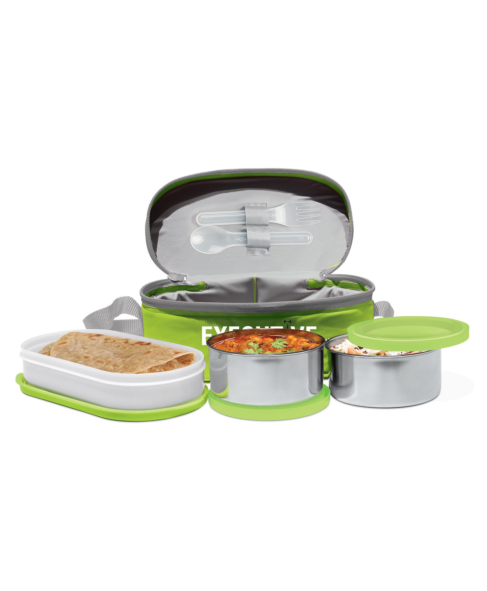 Milton Executive Lunch Box with Inner Steel & Insulated Bag - Green-image-47
