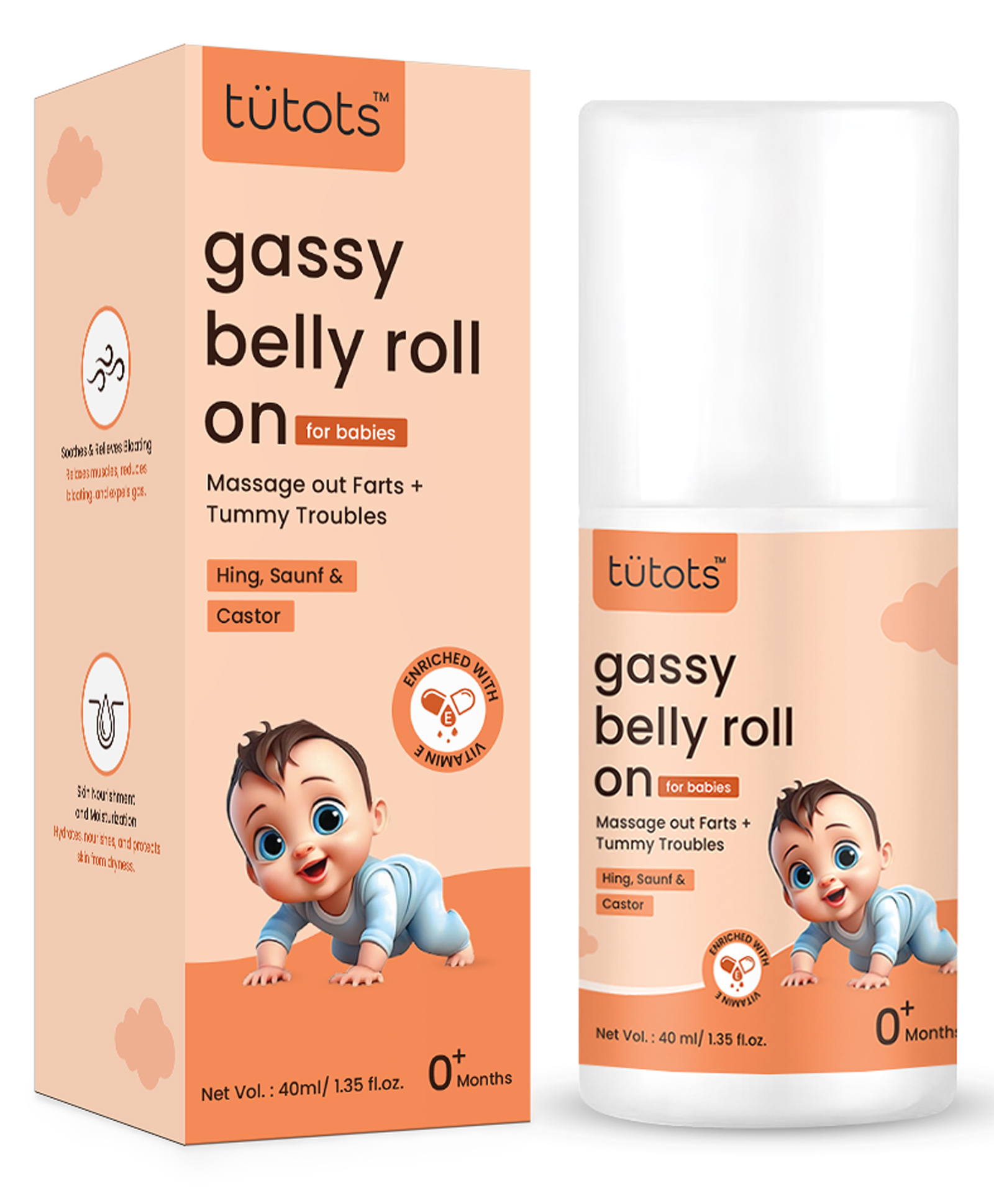 Tutots Baby Care Gassy Tummy Roll On for Babies, Natural Relief with Hing, Saunf & Castor, Colic Relief, Constipation and Indigestion With Hing & Saunf | 40ml-image-44