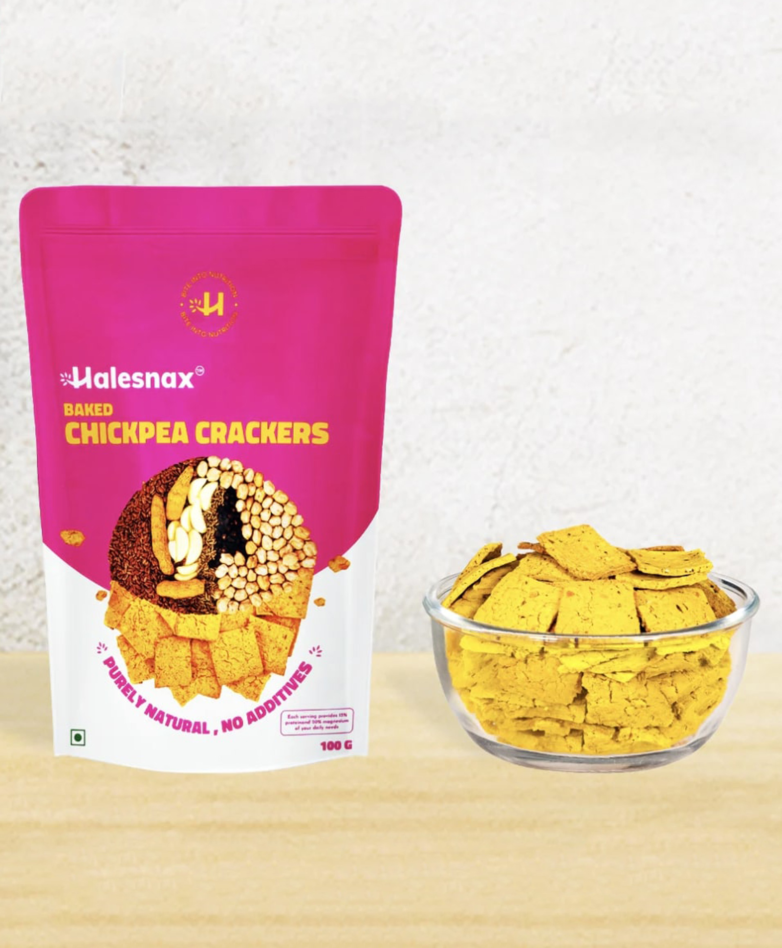 Halesnax Baked Chickpea Crackers | Purely Natural, No Additives | High in Protein & Fiber | Supports Bone Health| Ideal for Kids, Adults & Pregnant Women | Healthy & Crunchy Snack | 100g |-image-45