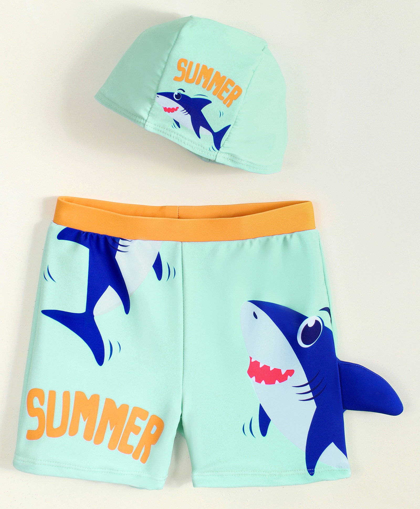 Babyhug Swimming Trunk with Cap & Sea Life Print - Sea Green-image-21
