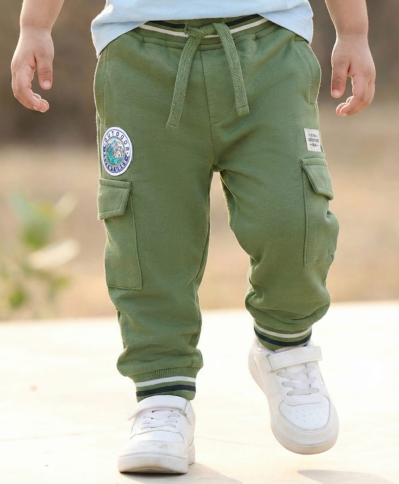 Babyhug Looper Knit Full Length Lounge Pant With Text Print - Green-picture-19