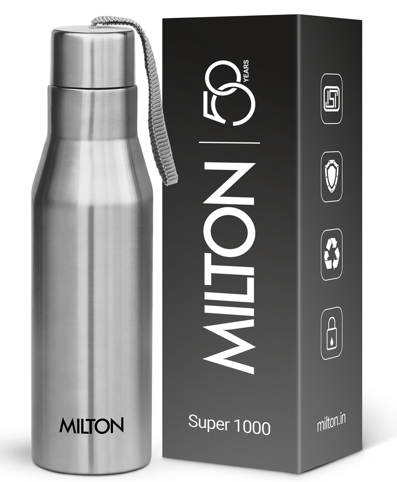 MILTON Handy 1000 Stainless Steel Sipper Water Bottle Single Walled with Leak Proof Lid Silver - 1000 ml-picture-21