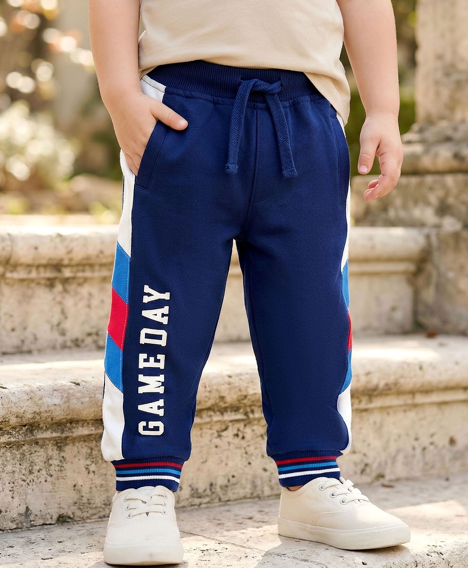 Babyhug Cotton Looper Knit Full Length Lounge Pant With Text Print - Navy Blue-picture-21