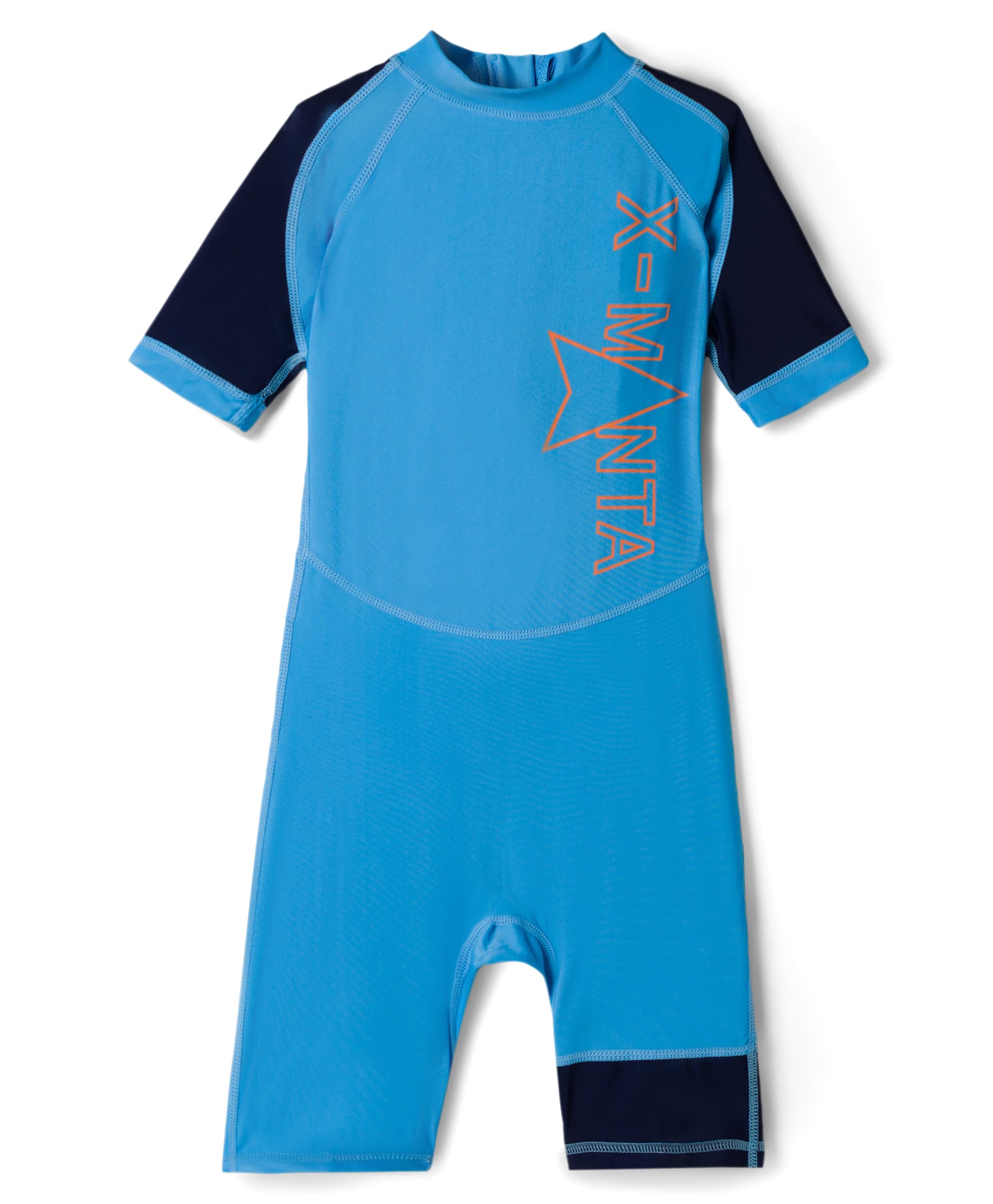 Bosky Swimwear Raglan Half Sleeves Text Printed Legged Swimsuit - Light Blue-picture-36