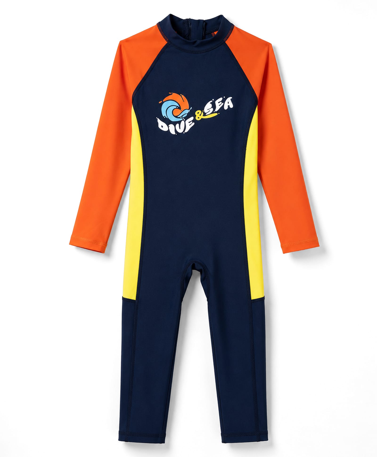 Bosky Swimwear Raglan Sleeves Bodysuit With Text Print - Navy Blue-image-1