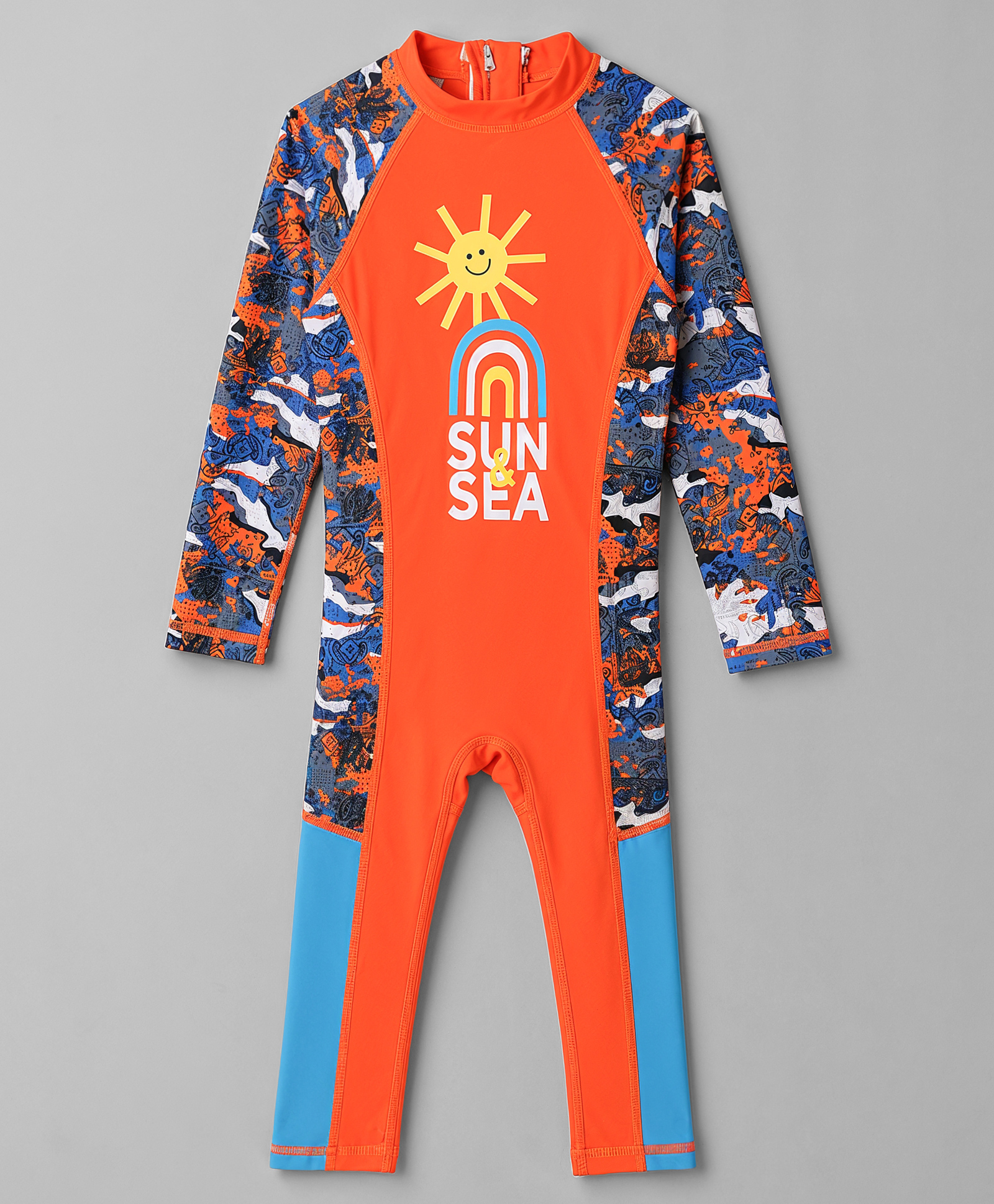 Bosky Swimwear Full Raglan Sleeves Printed Legged Swimsuit - Orange-picture-16