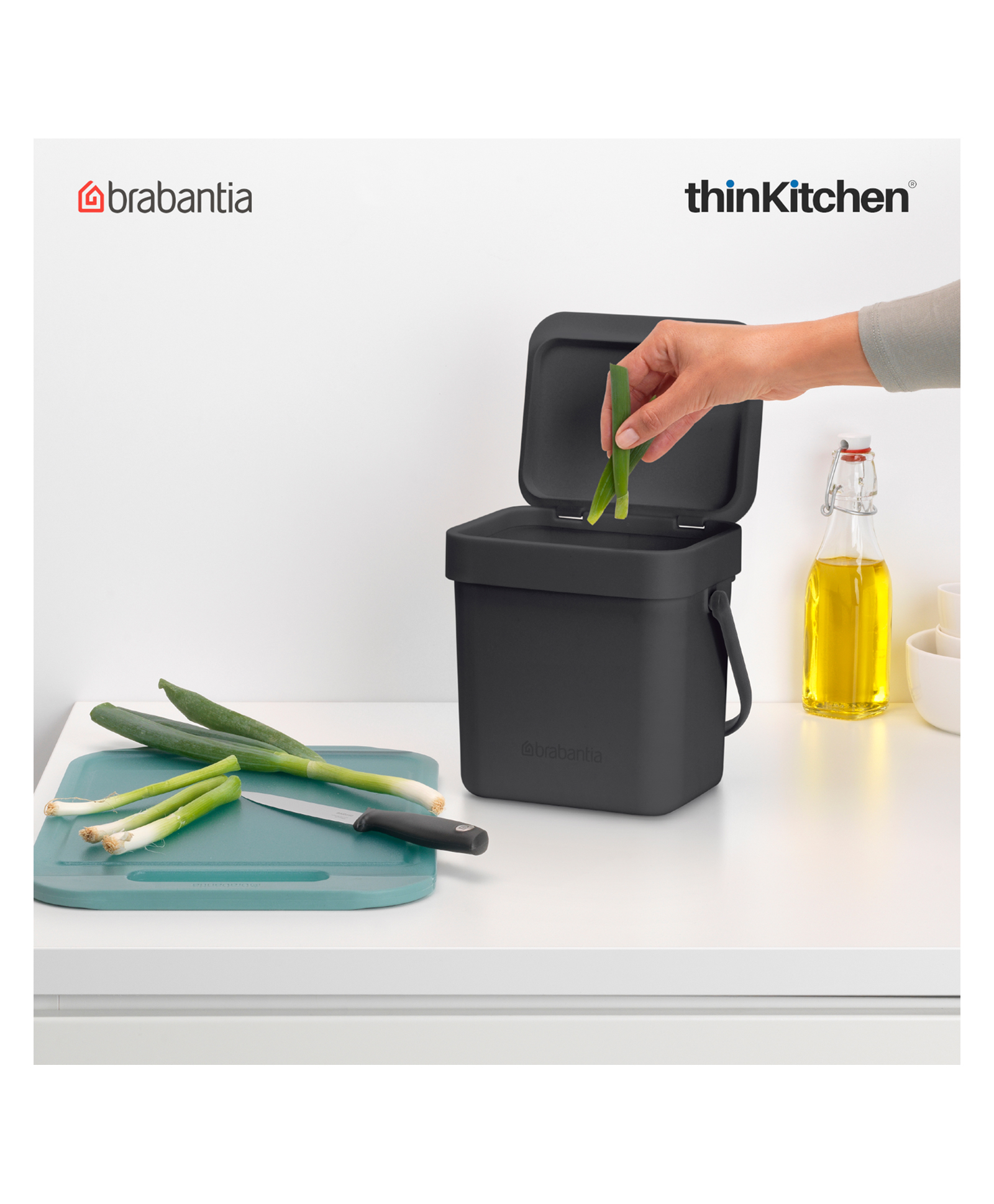Brabantia Sort & Go Waste bin with Detachable Wall Mount Arrangement For Home/Office/Passage/Kitchen, 3 litre, Grey-picture-28