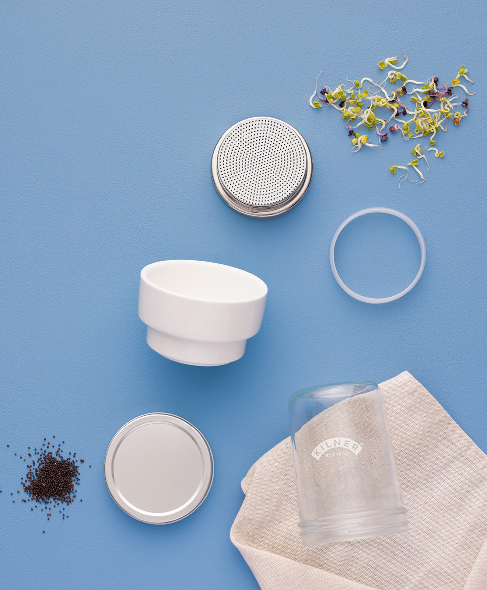 Kilner 0.5L Sprouting Set Glass Jar with Stainless Steel Lid Ceramic Base - 500 ml-image-37