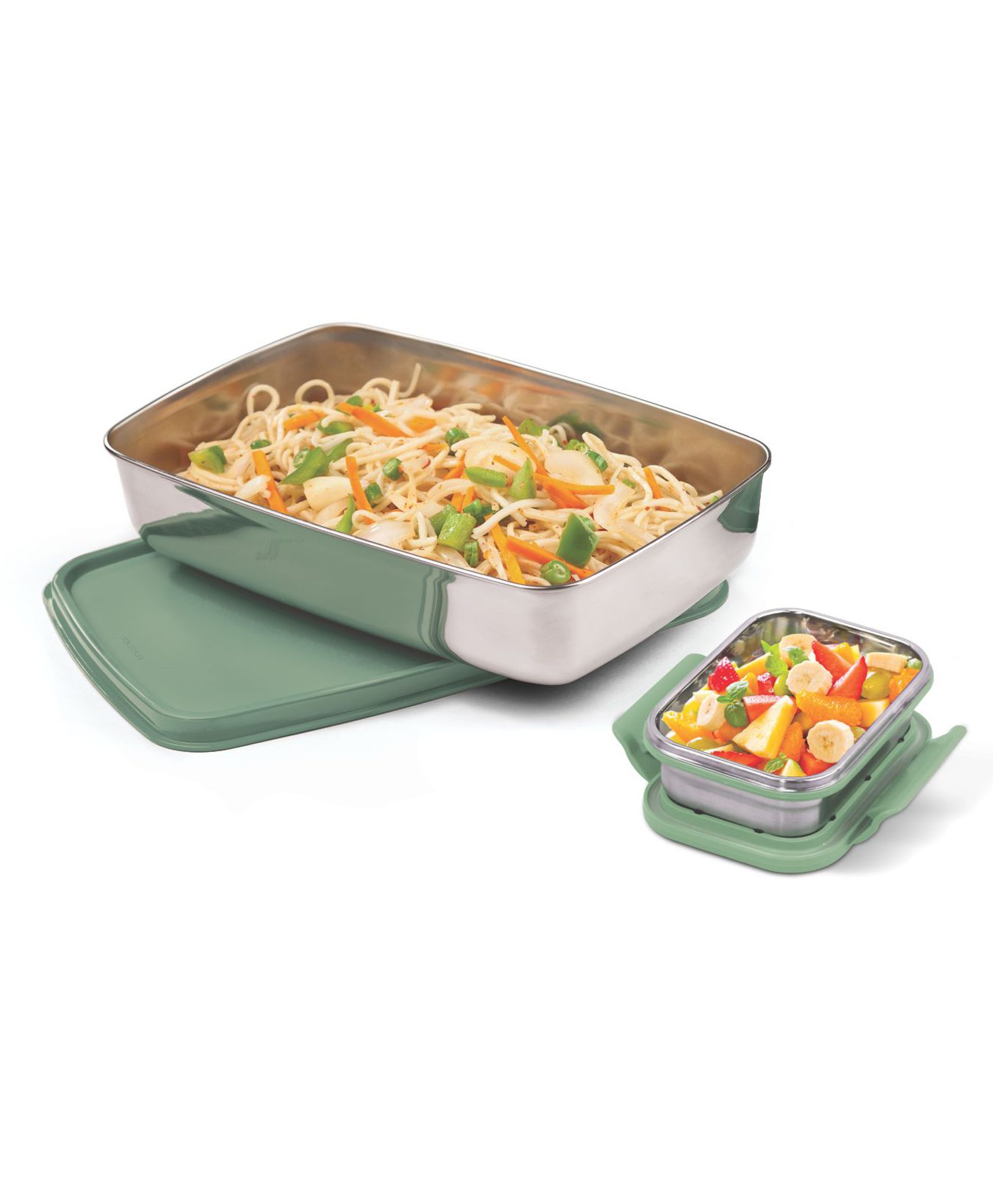 Signoraware Munch Mate Steel Lunch Box with Small Container Capacity 850 & 200 ml - Green-image-8