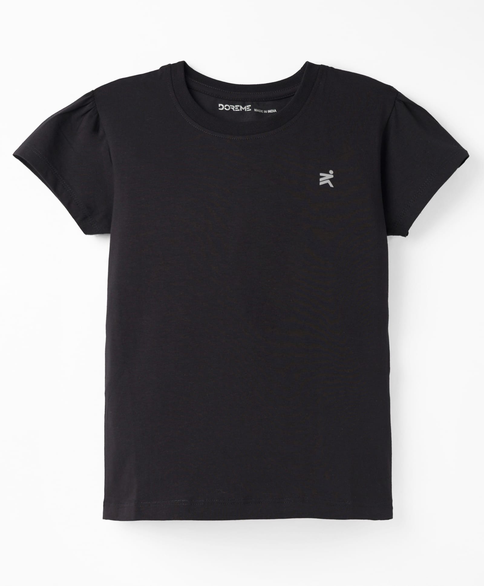 Doreme Single Jersey Knit Half Sleeves Solid Color T-Shirt - Black-picture-10