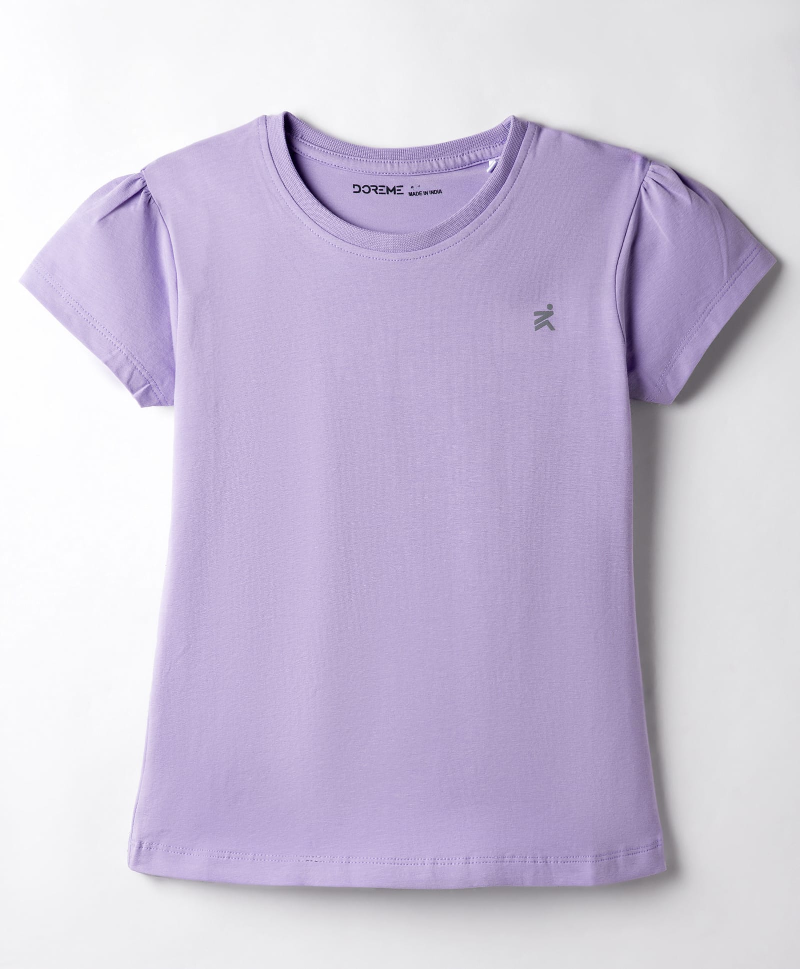 Doreme Single Jersey Knit Half Sleeves Solid Color T-Shirt - Lilac-image-18