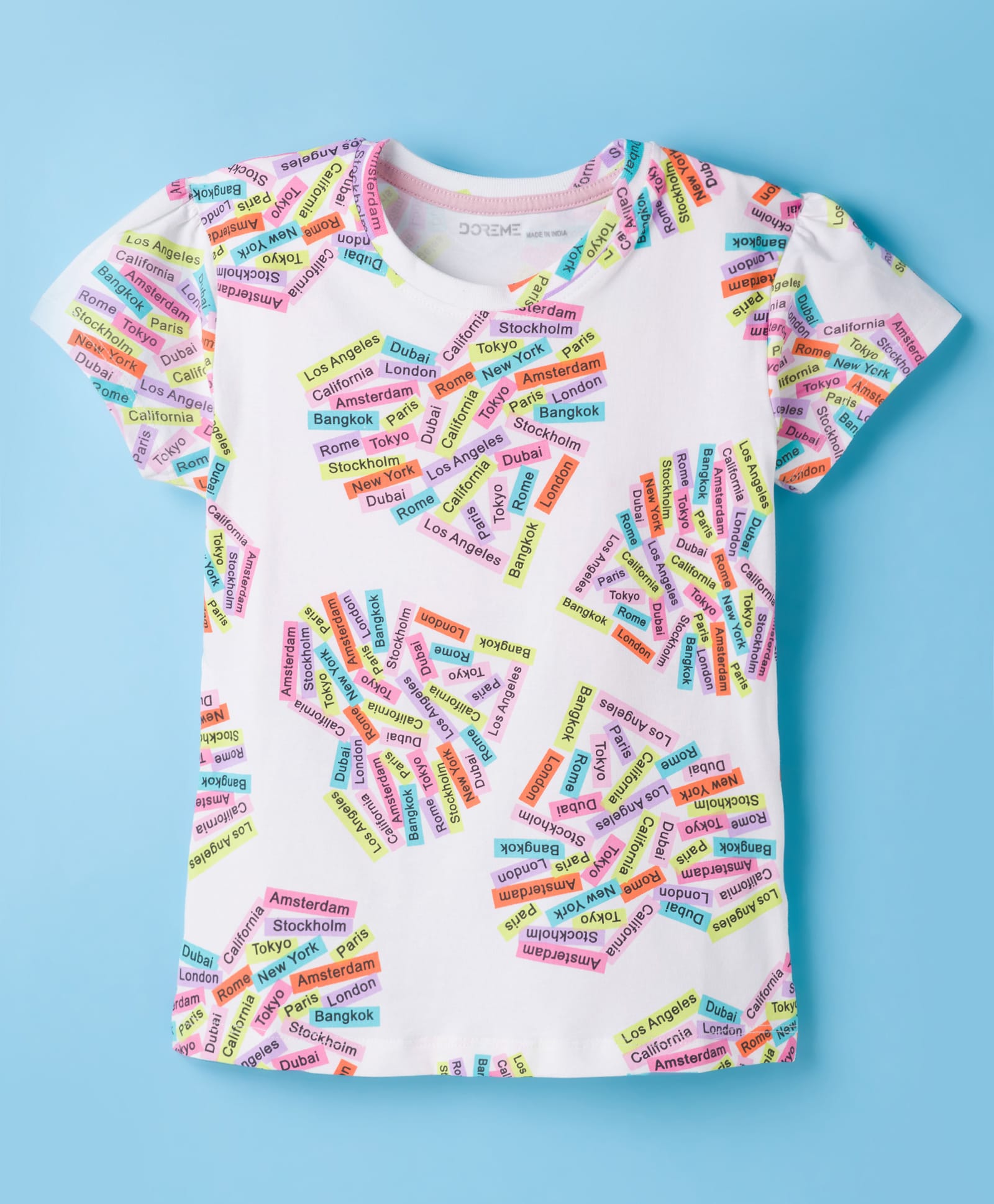 Doreme Single Jersey Knit Half Sleeves T-Shirt With Heart Print - White-picture-49