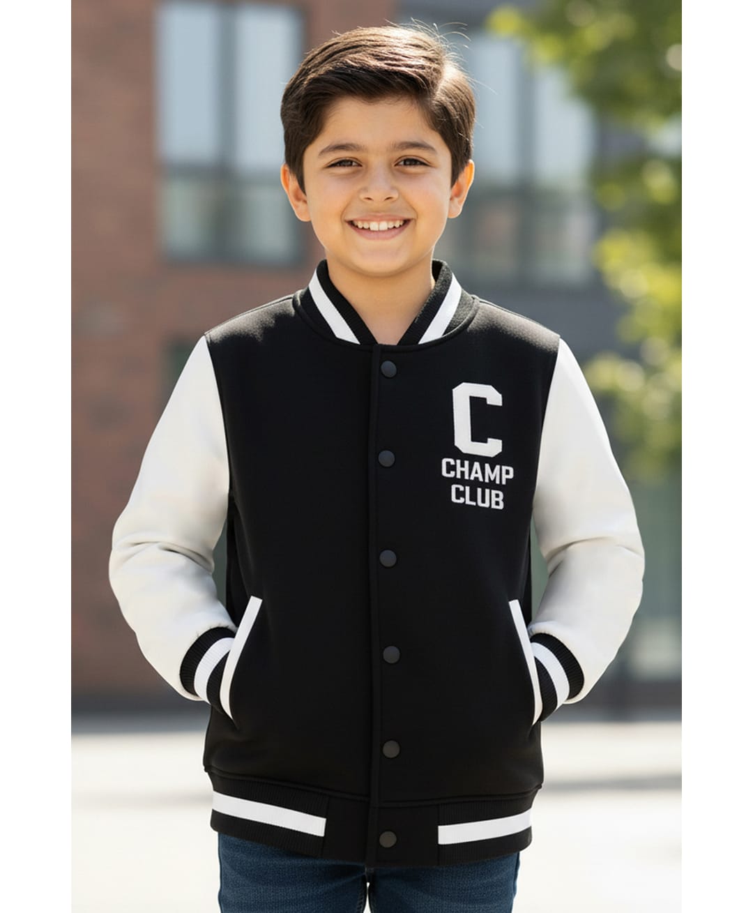 Trampoline Fleece Knit Full Sleeves Colour Blocked & Champ Club Text Printed Light Winter Jacket - Multi Colour-picture-19