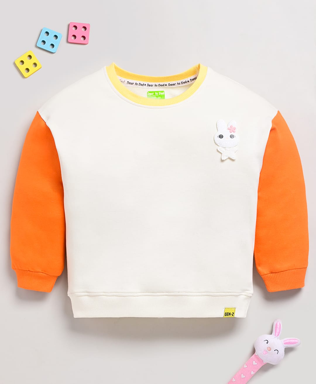 DEAR TO DAD Cotton Knit Full Sleeves Animal Detailed Sweatshirt - White-picture-13